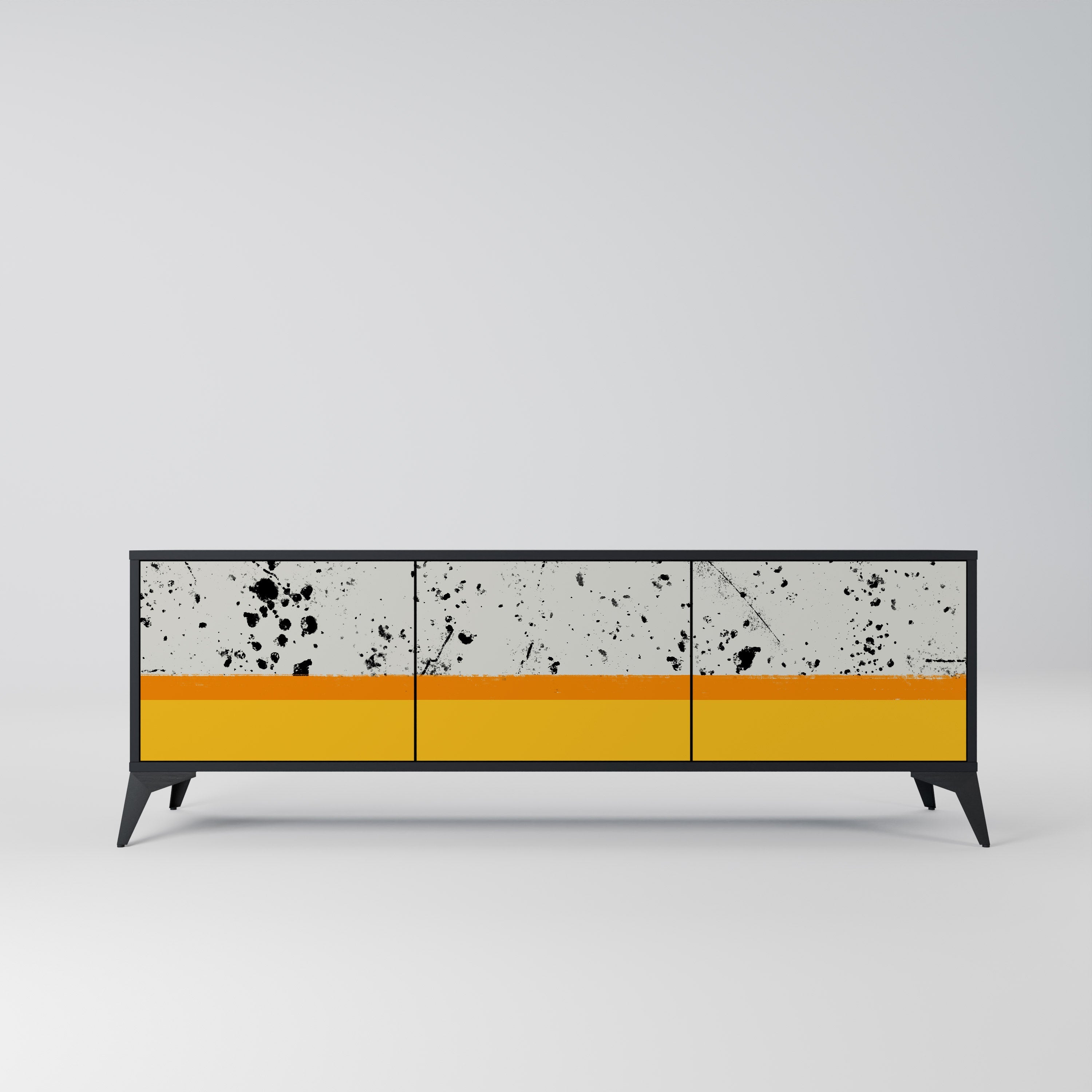 Meuble TV 3 portes DYED BY ORANGE finition noire