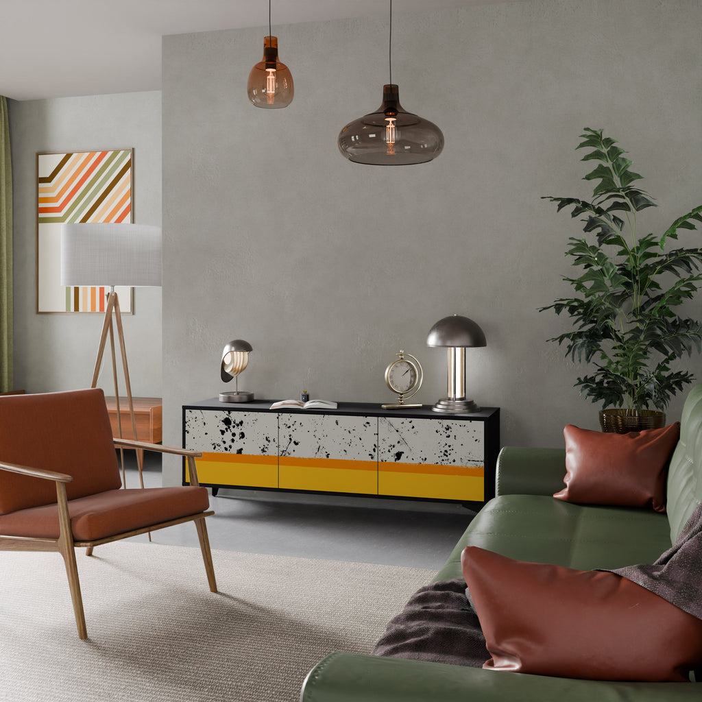 Meuble TV 3 portes DYED BY ORANGE finition noire