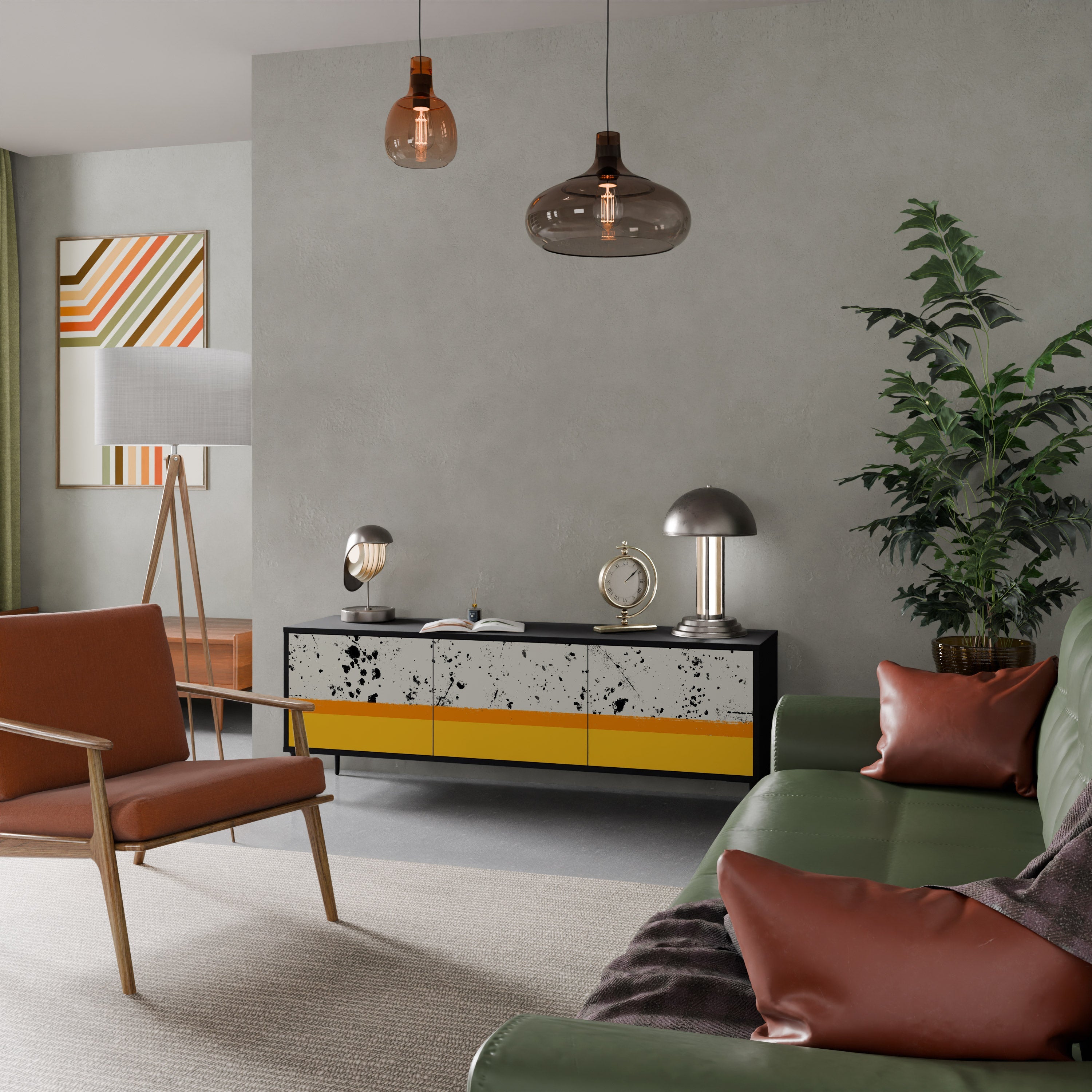 Meuble TV 3 portes DYED BY ORANGE finition noire