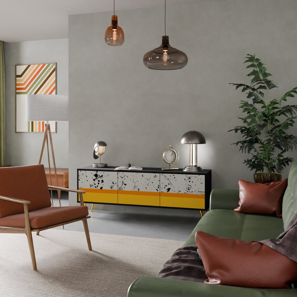 Meuble TV 3 portes DYED BY ORANGE finition noire