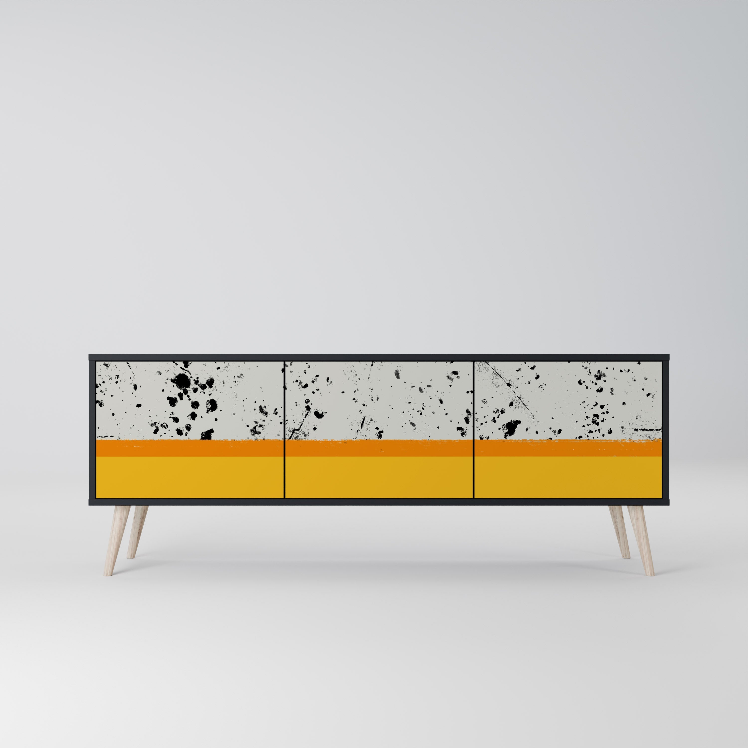 Meuble TV 3 portes DYED BY ORANGE finition noire