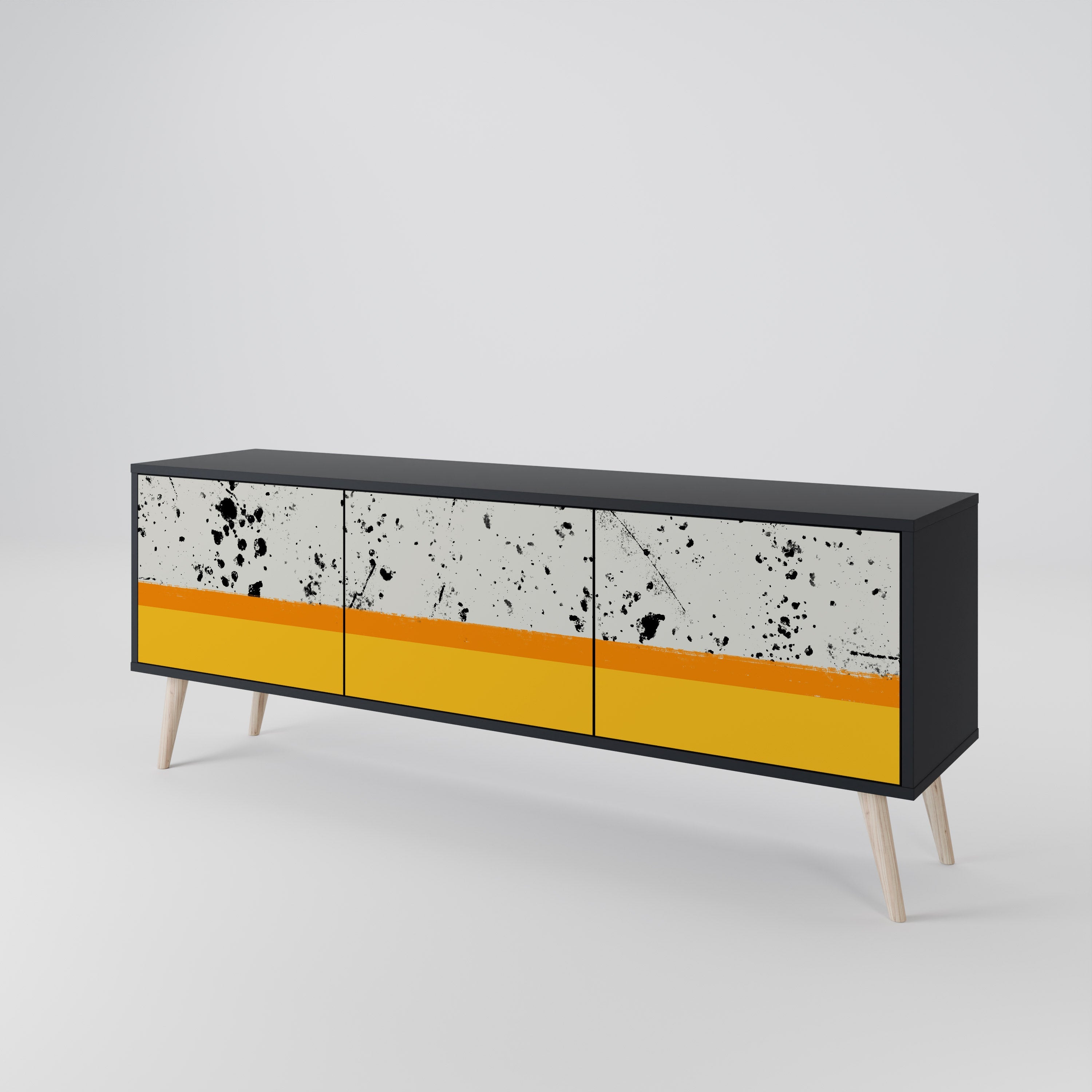 Meuble TV 3 portes DYED BY ORANGE finition noire