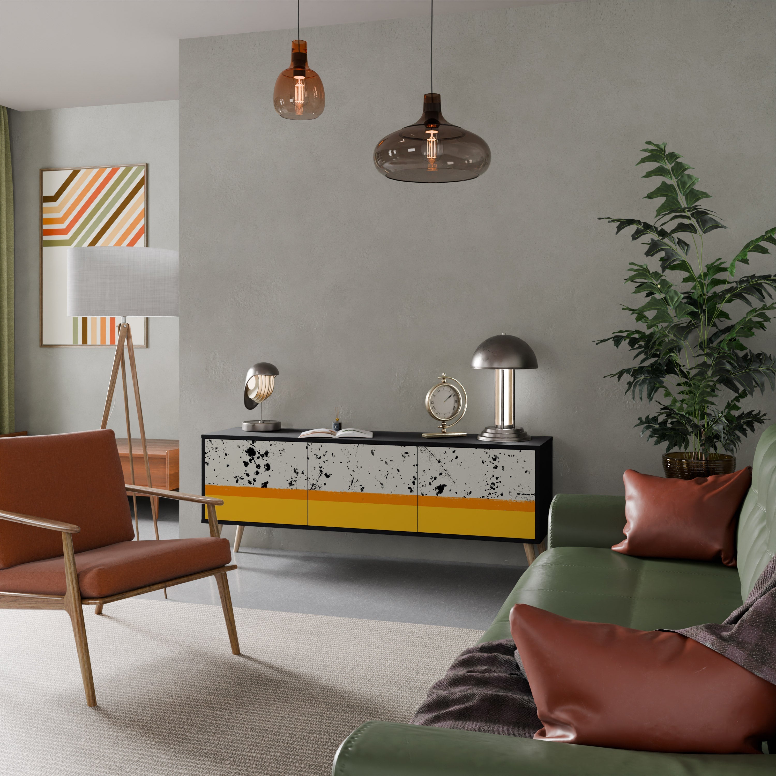 Meuble TV 3 portes DYED BY ORANGE finition noire