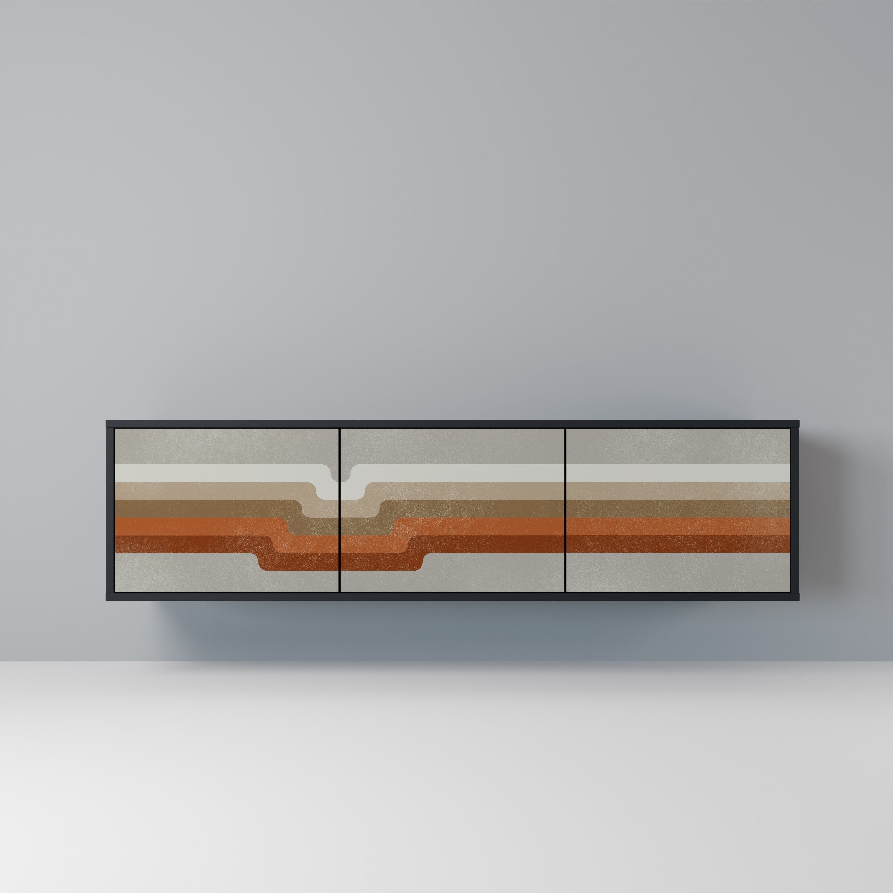 Meuble TV 3 portes PECULIAR TRAIL finition noire