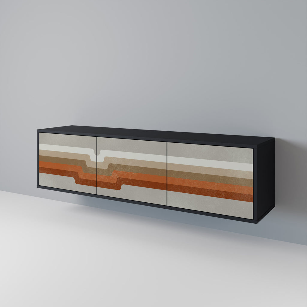 Meuble TV 3 portes PECULIAR TRAIL finition noire