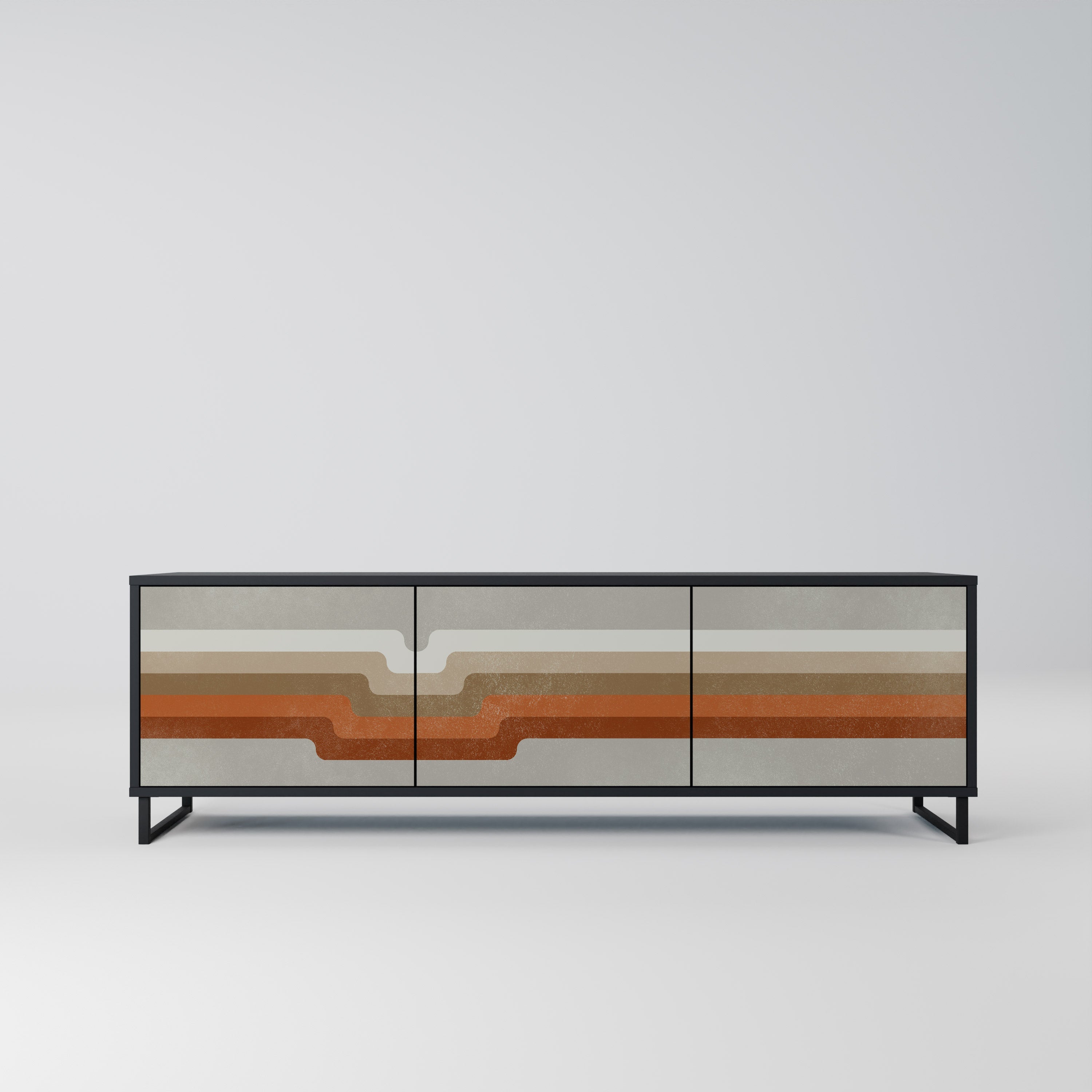 Meuble TV 3 portes PECULIAR TRAIL finition noire