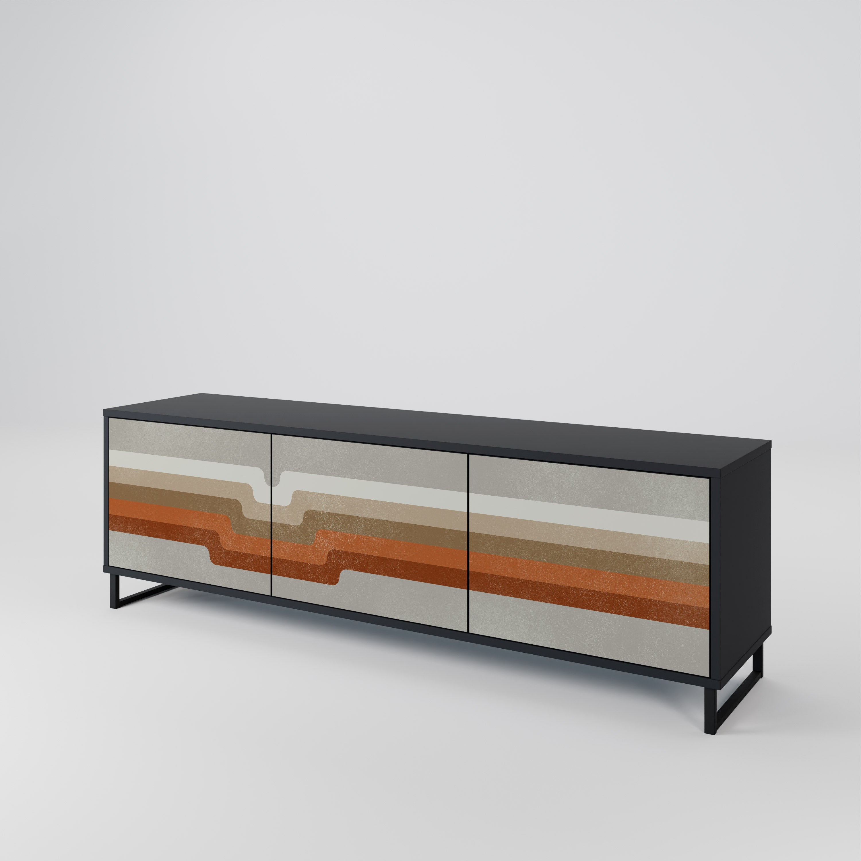 Meuble TV 3 portes PECULIAR TRAIL finition noire