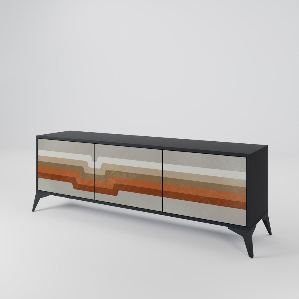 Meuble TV 3 portes PECULIAR TRAIL finition noire