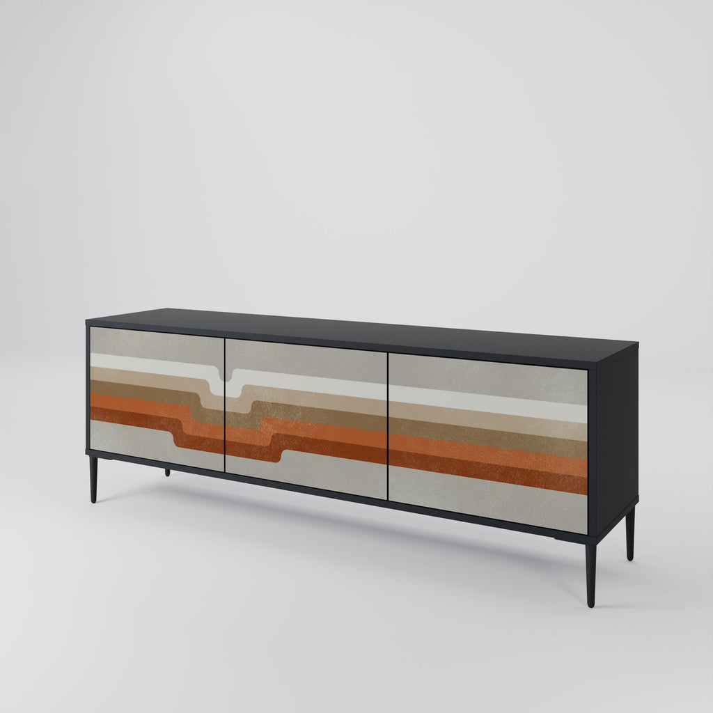 Meuble TV 3 portes PECULIAR TRAIL finition noire