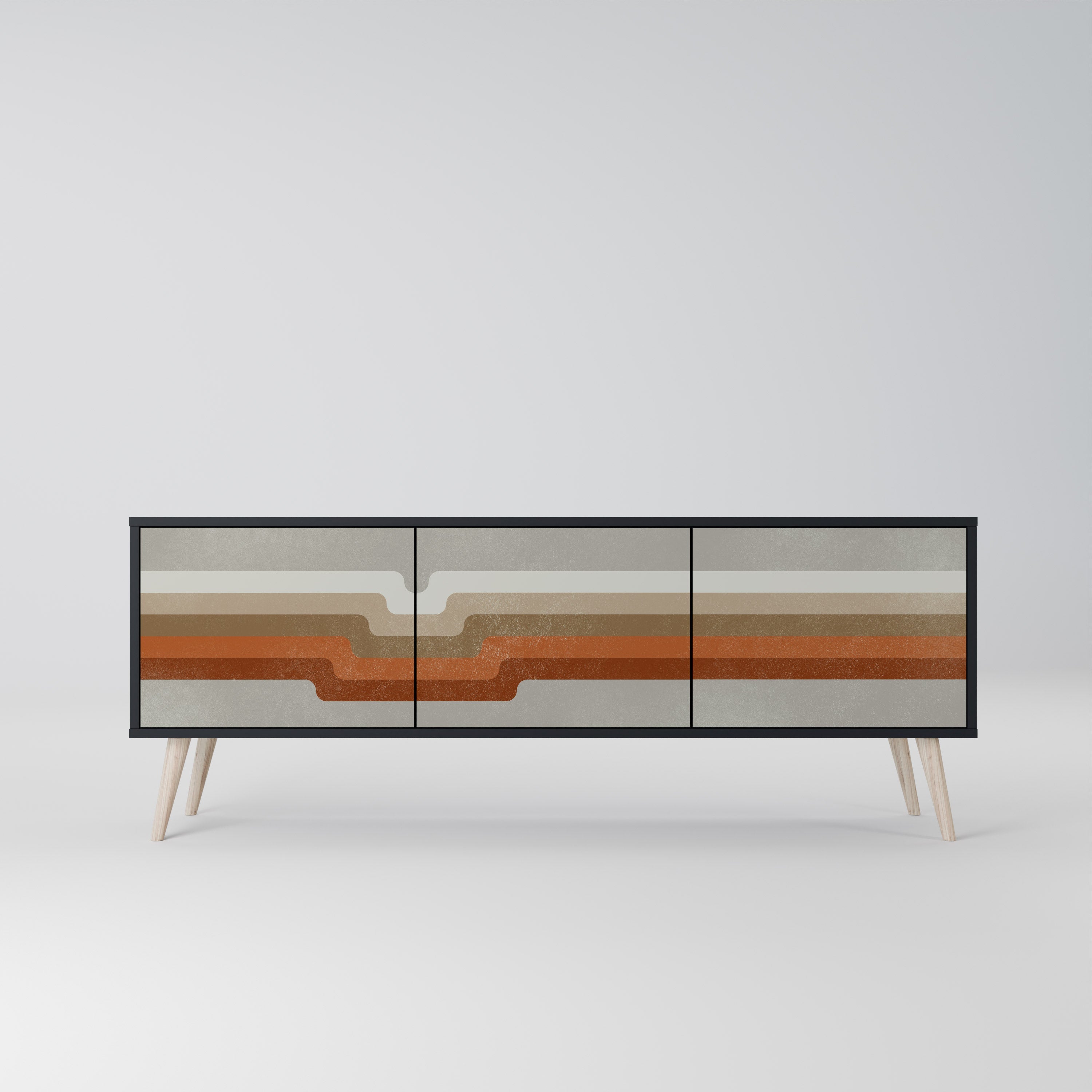 Meuble TV 3 portes PECULIAR TRAIL finition noire