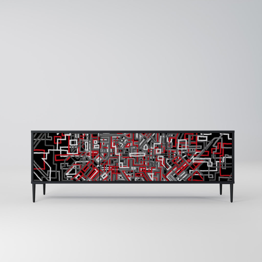 Meuble TV 3 portes BROKEN LINES finition noire