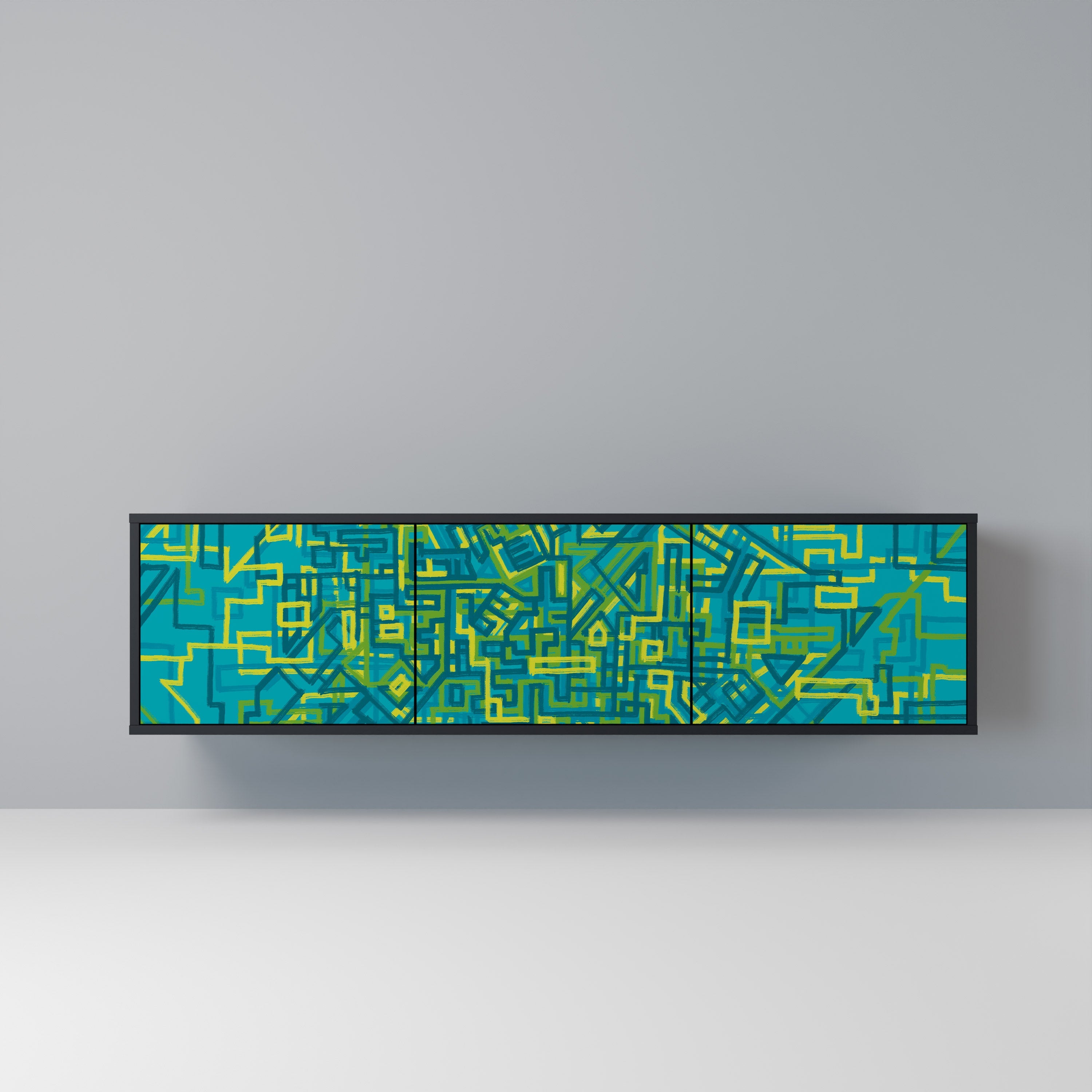 Meuble TV 3 portes NOSTALGIC MEMORIES finition noire