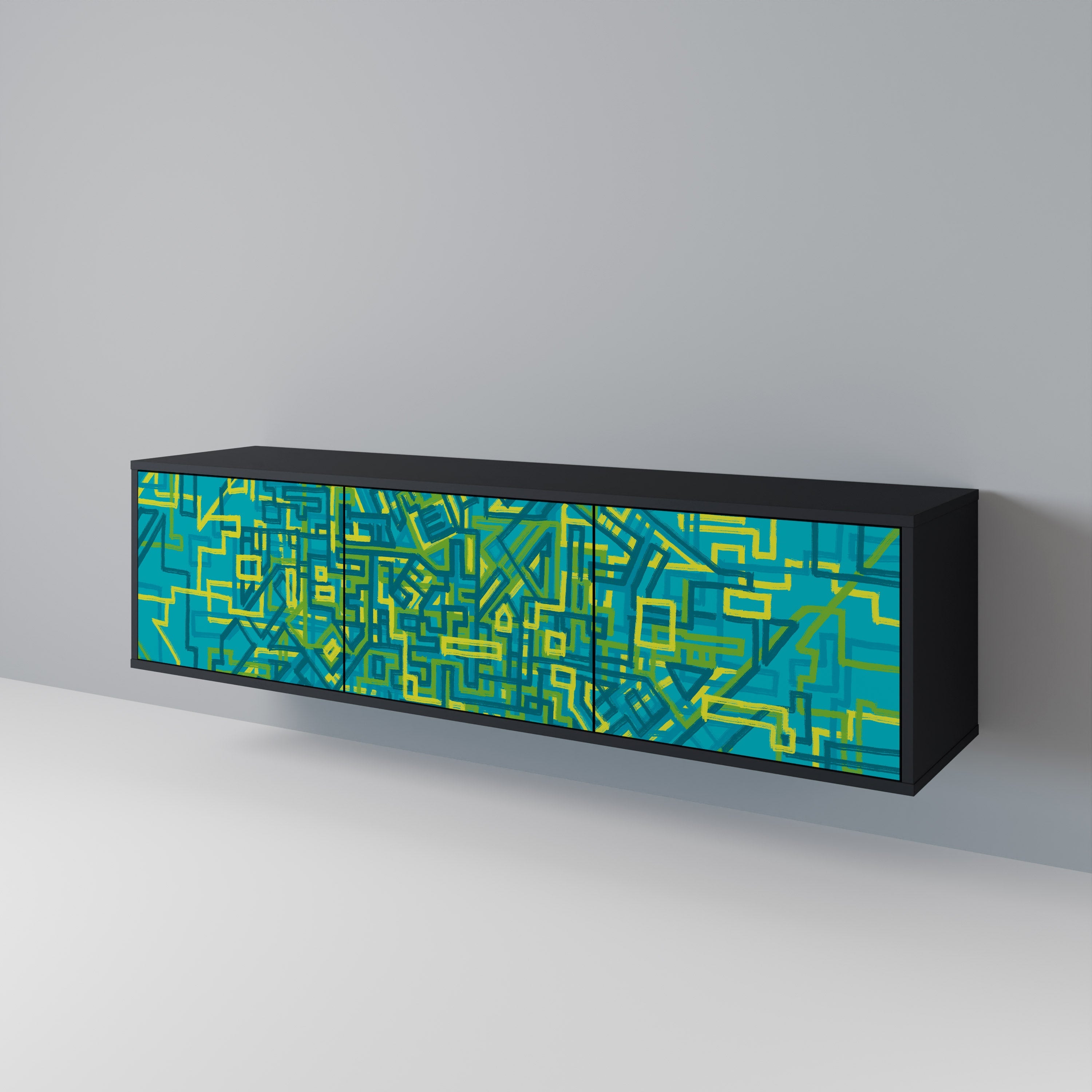 Meuble TV 3 portes NOSTALGIC MEMORIES finition noire