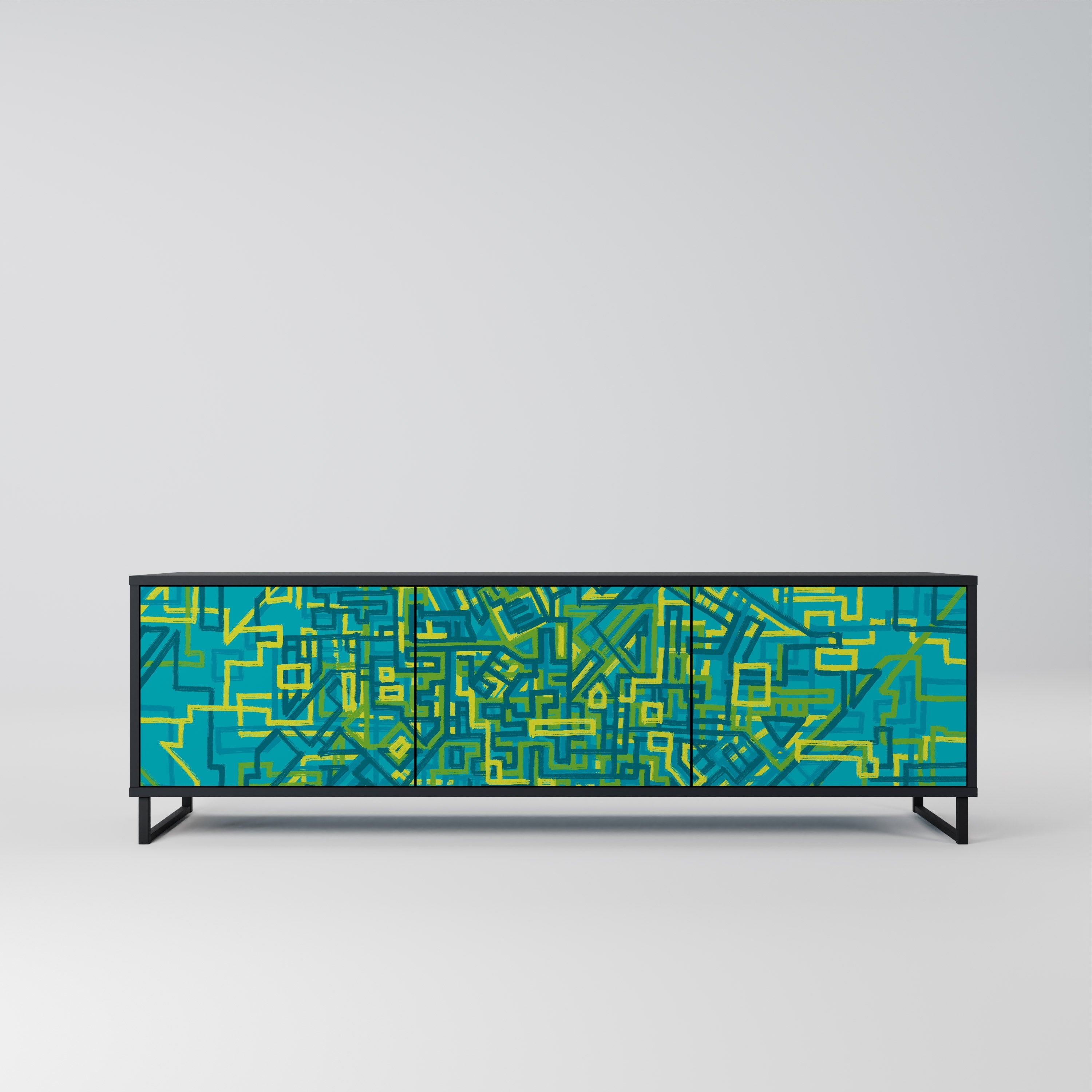 Meuble TV 3 portes NOSTALGIC MEMORIES finition noire