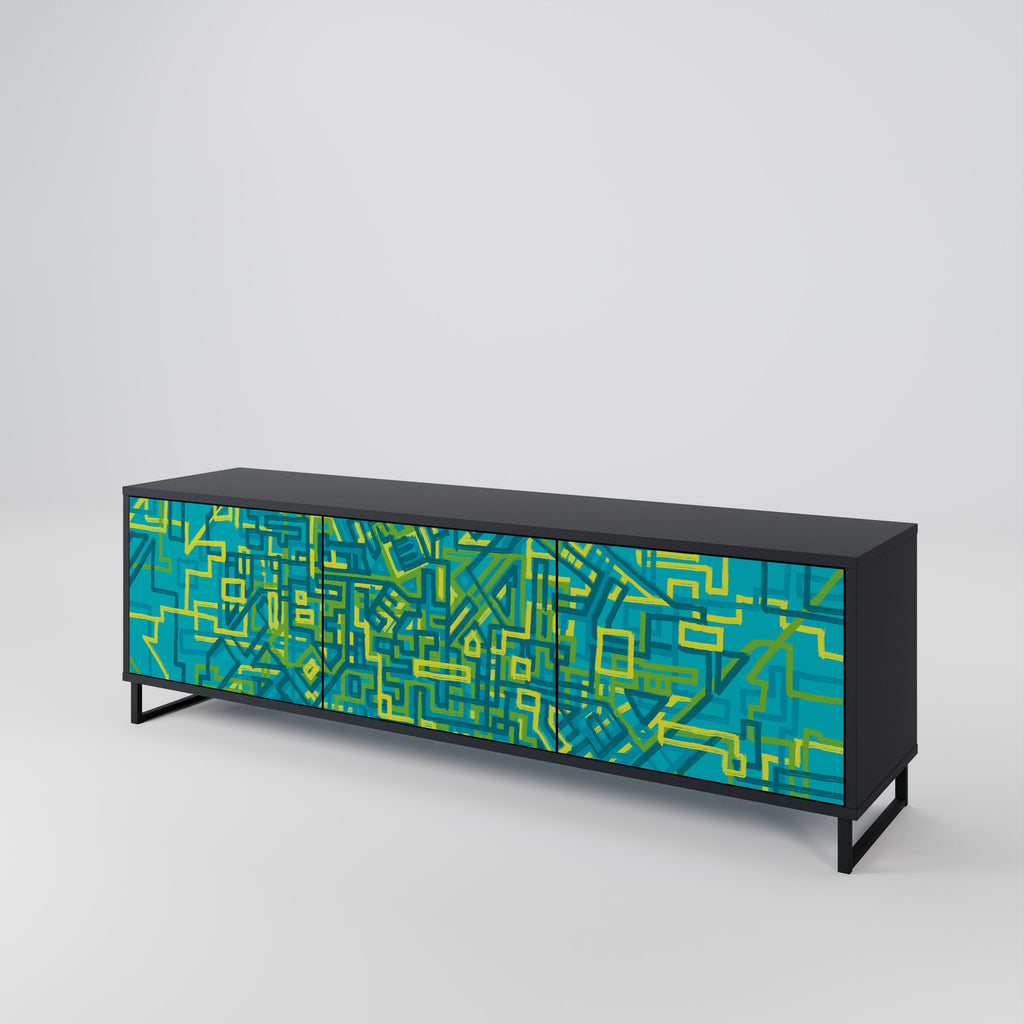 Meuble TV 3 portes NOSTALGIC MEMORIES finition noire