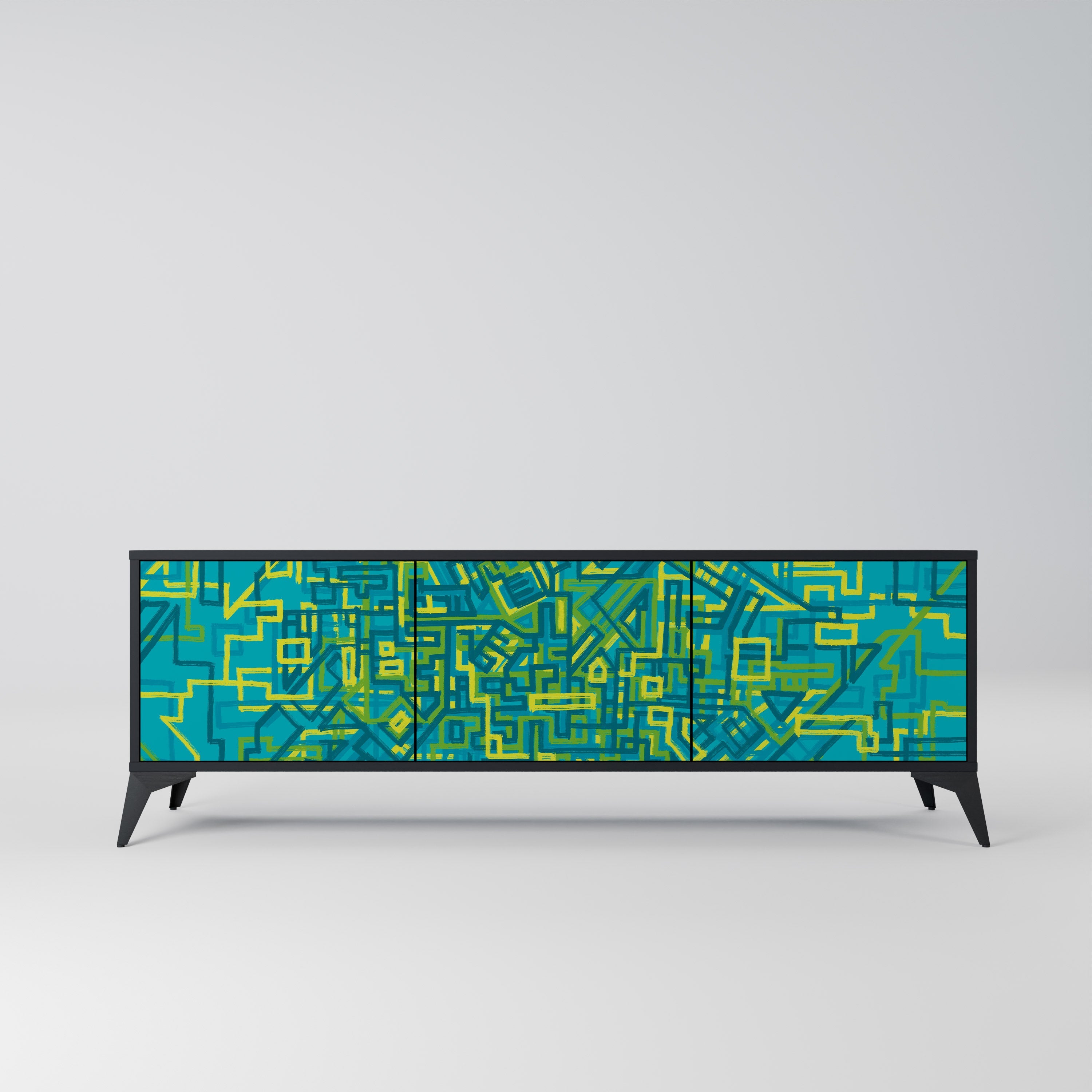 Meuble TV 3 portes NOSTALGIC MEMORIES finition noire