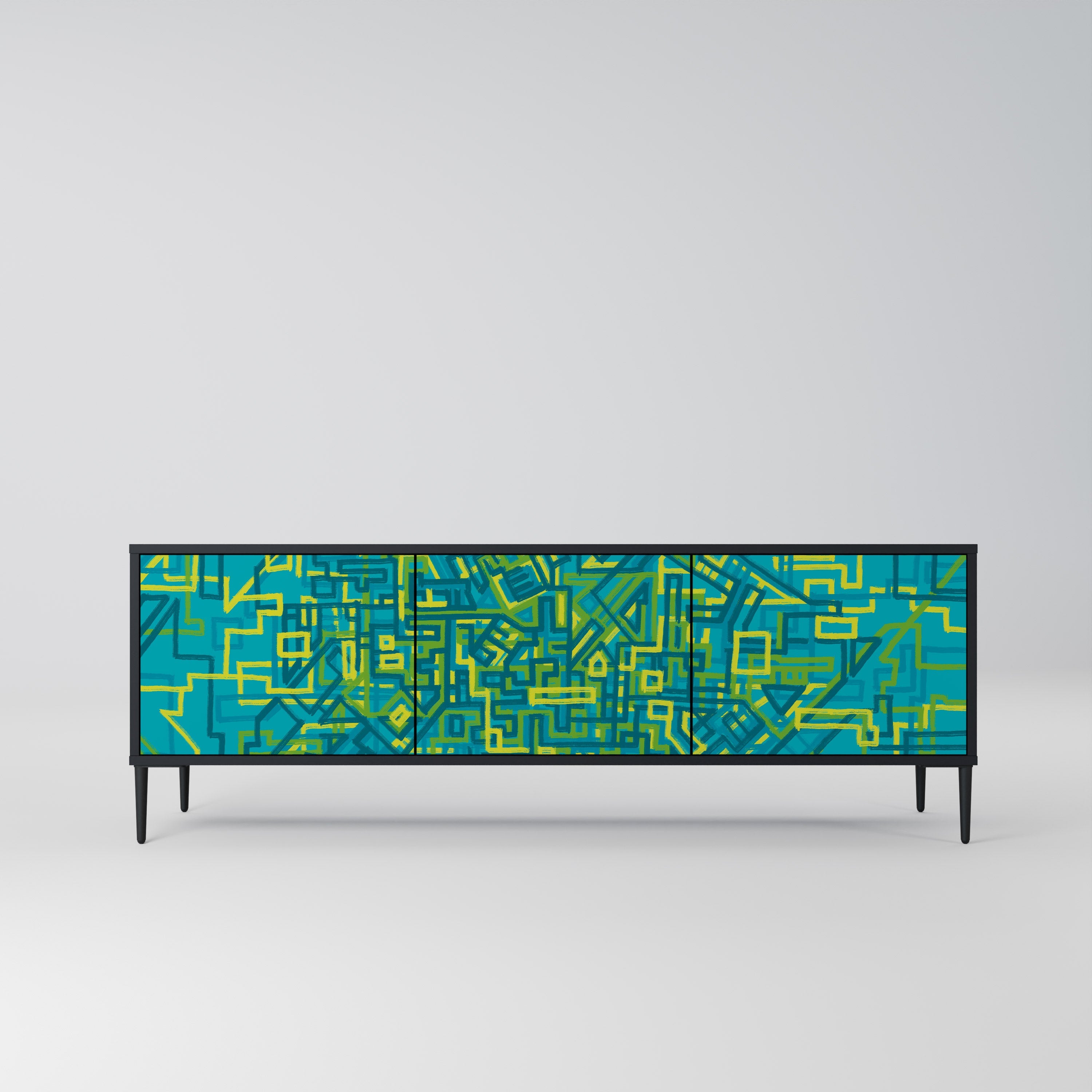 Meuble TV 3 portes NOSTALGIC MEMORIES finition noire