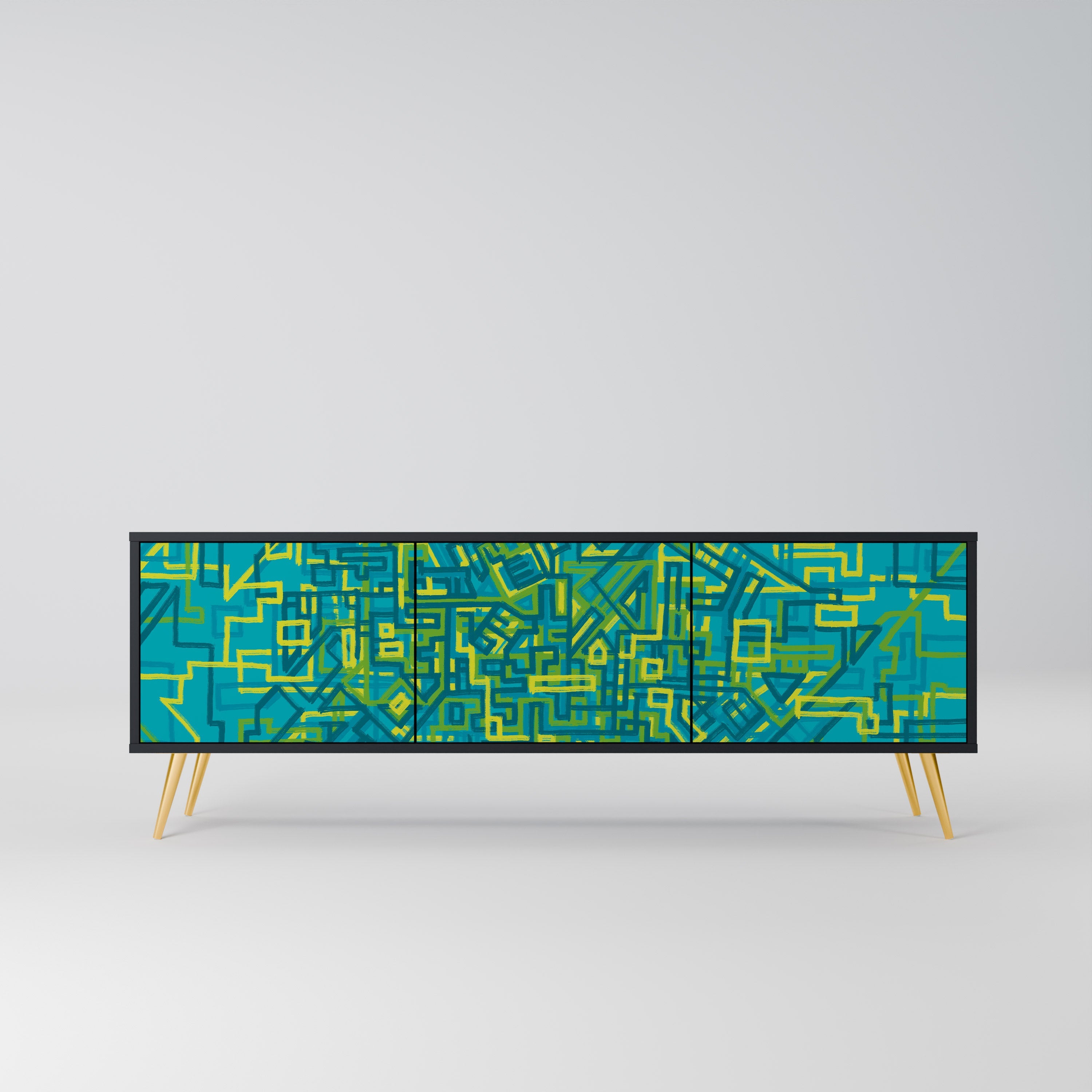 Meuble TV 3 portes NOSTALGIC MEMORIES finition noire