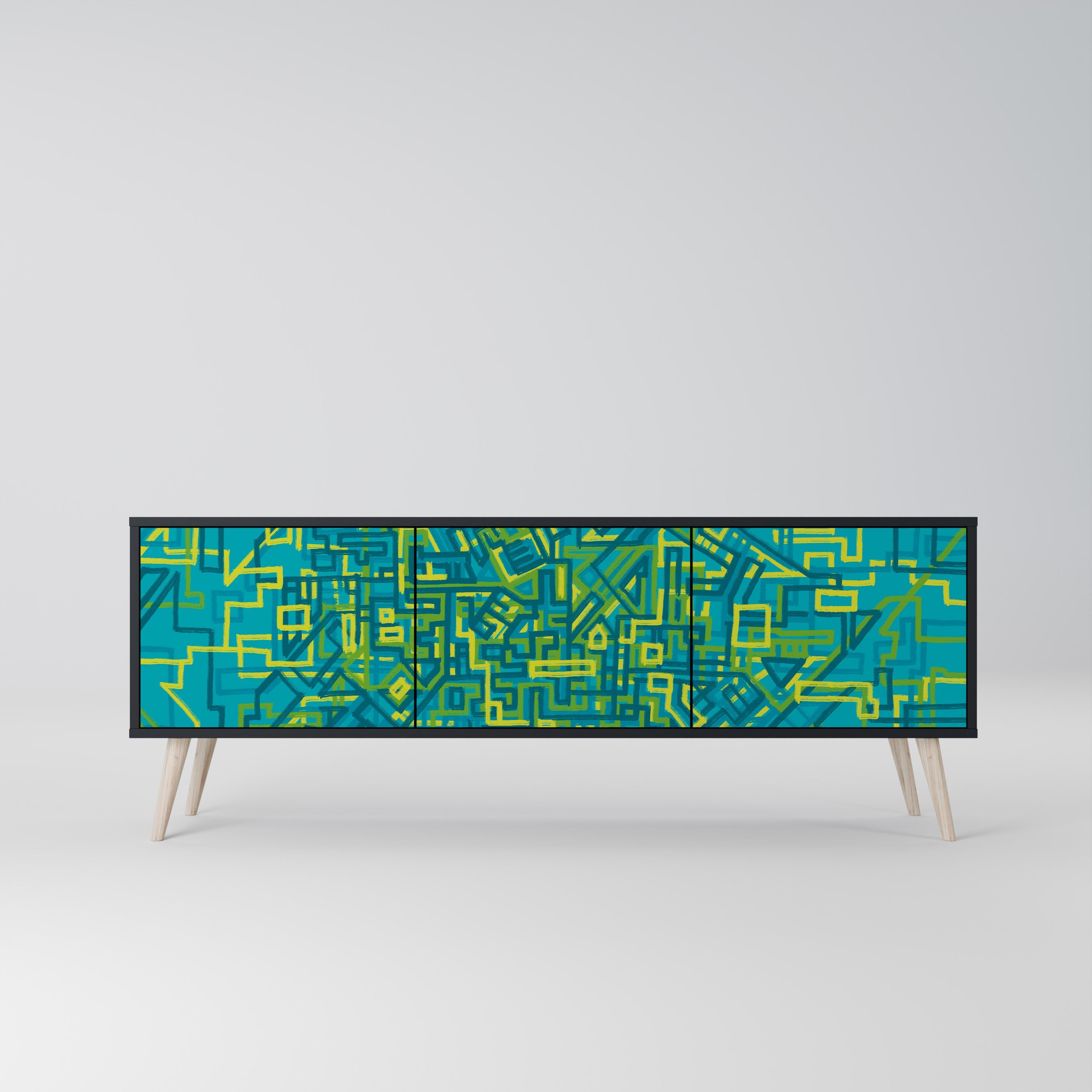 Meuble TV 3 portes NOSTALGIC MEMORIES finition noire