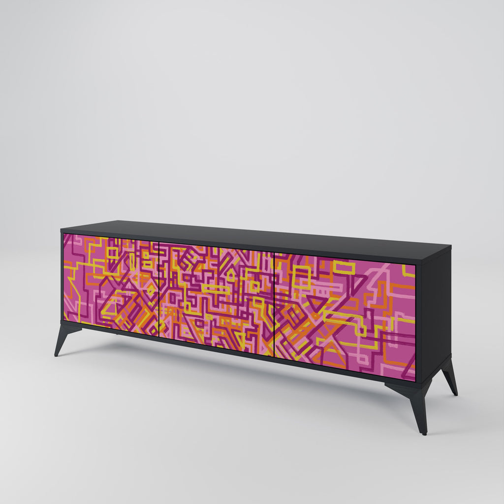 Meuble TV 3 portes LOVELY MEMORIES en finition noire