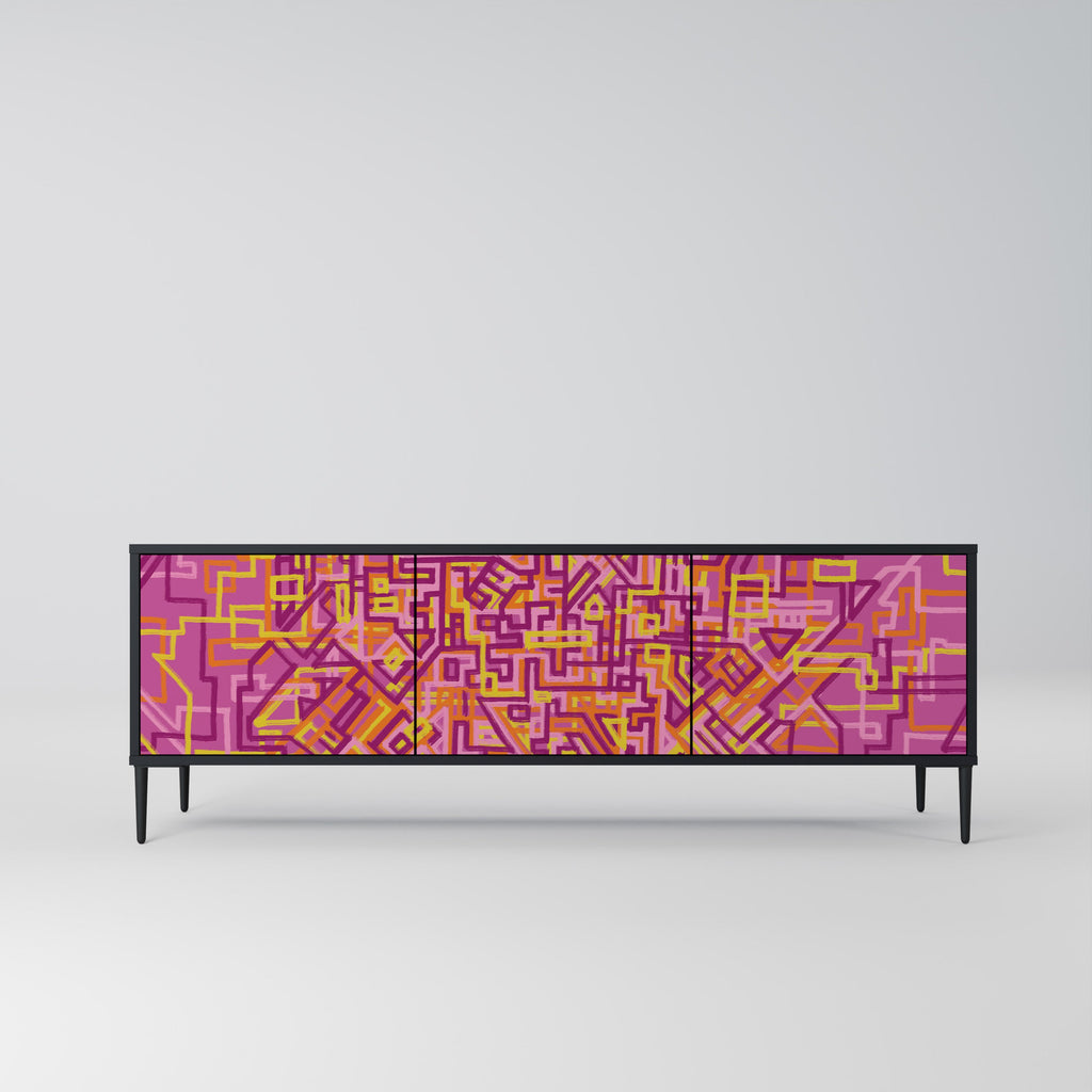 Meuble TV 3 portes LOVELY MEMORIES en finition noire