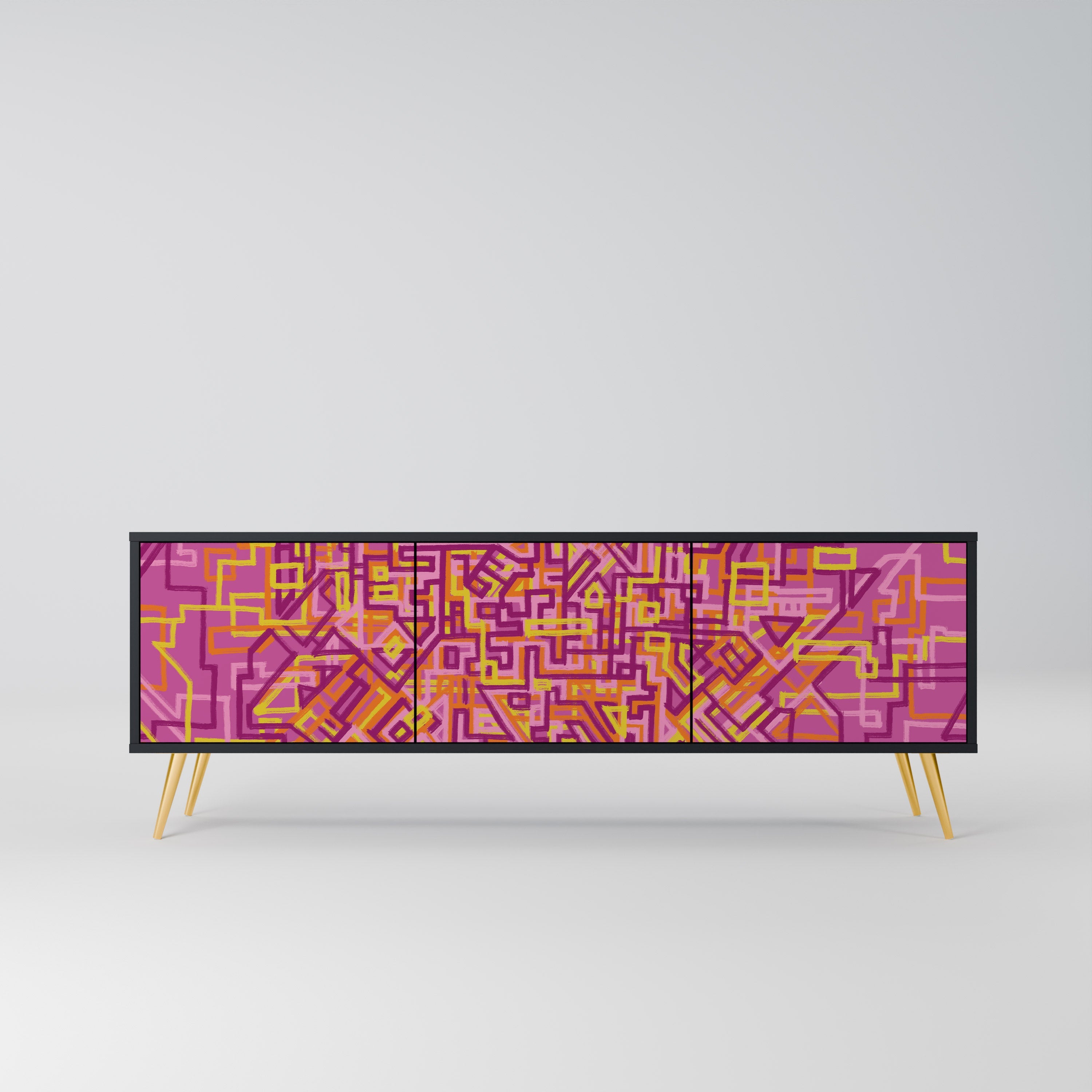 Meuble TV 3 portes LOVELY MEMORIES en finition noire