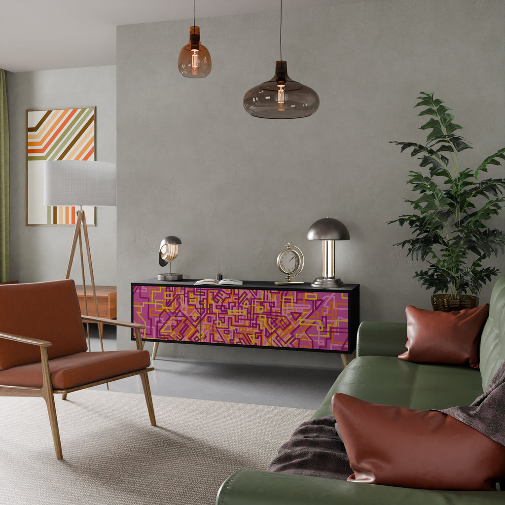 Meuble TV 3 portes LOVELY MEMORIES en finition noire