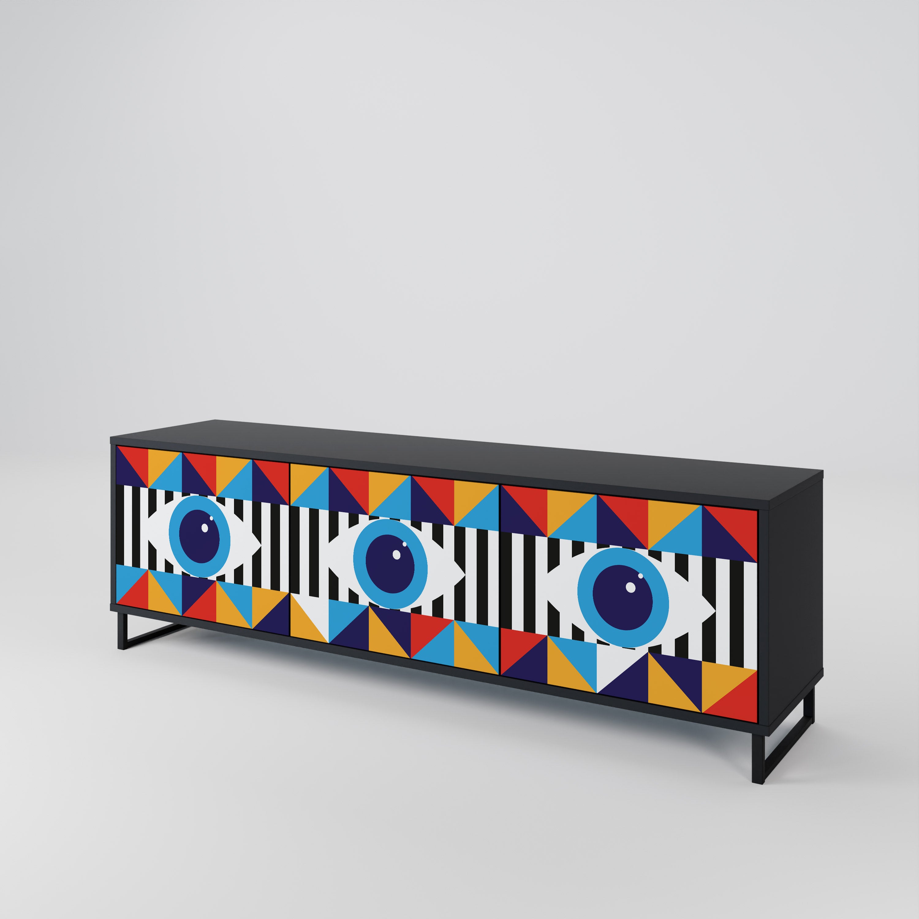 ABSTRACTION AND GEOMETRY 3-Door TV Cabinet