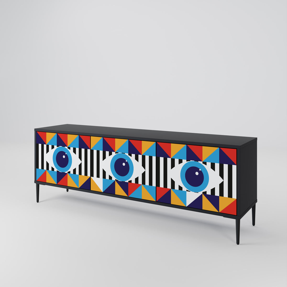 ABSTRACTION AND GEOMETRY 3-Door TV Cabinet