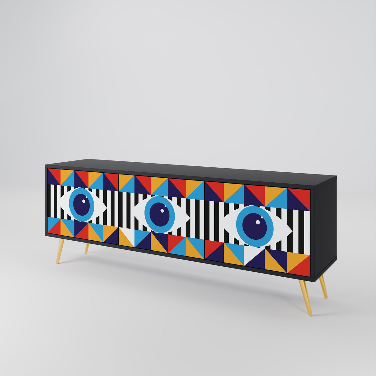 ABSTRACTION AND GEOMETRY 3-Door TV Cabinet