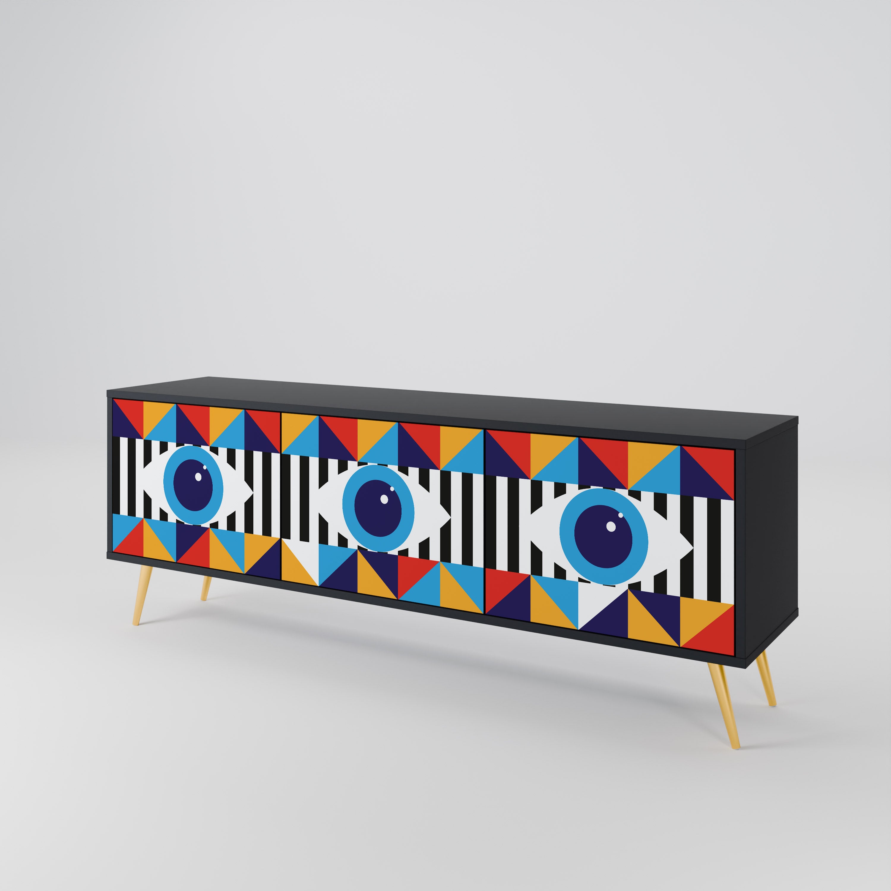 ABSTRACTION AND GEOMETRY 3-Door TV Cabinet