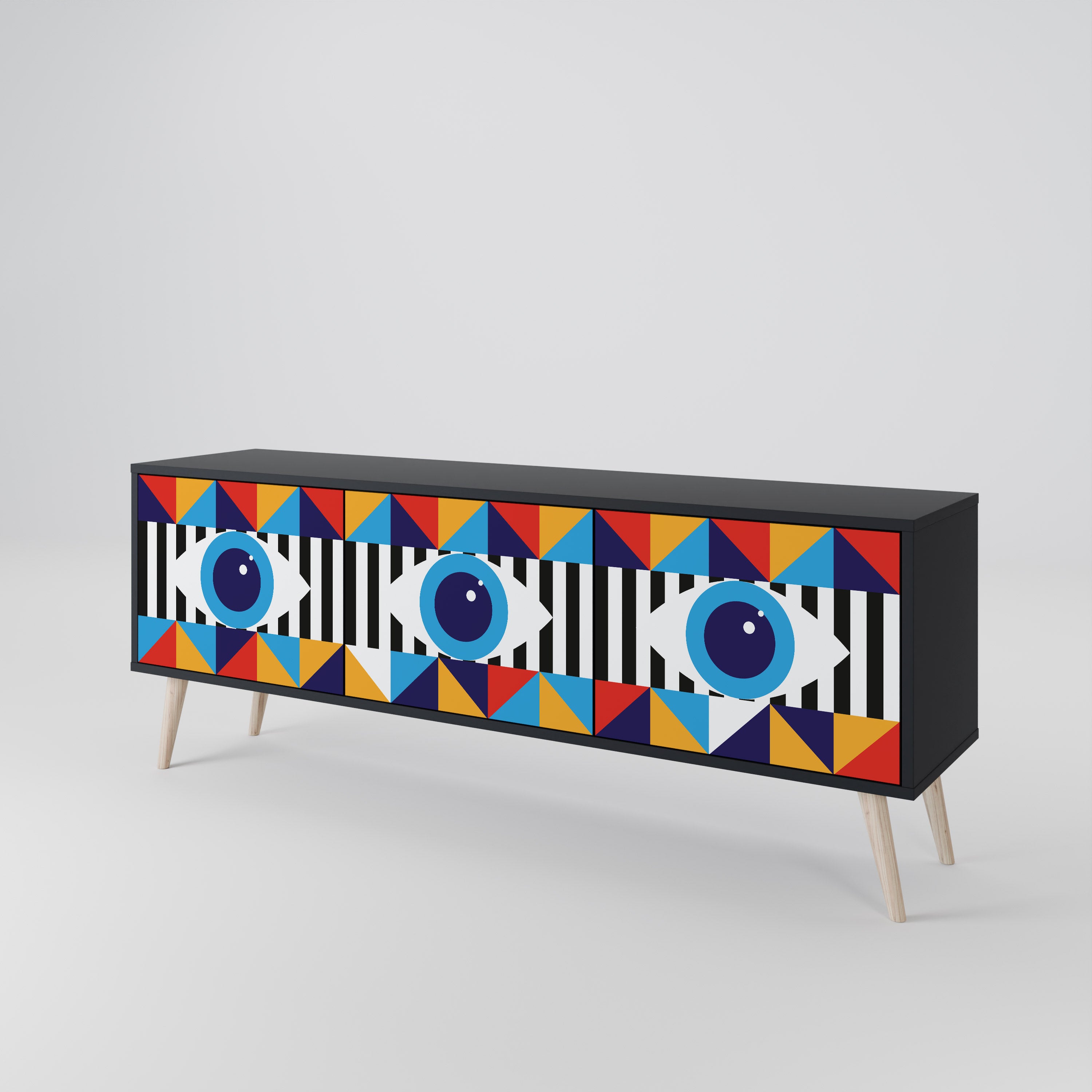 ABSTRACTION AND GEOMETRY 3-Door TV Cabinet