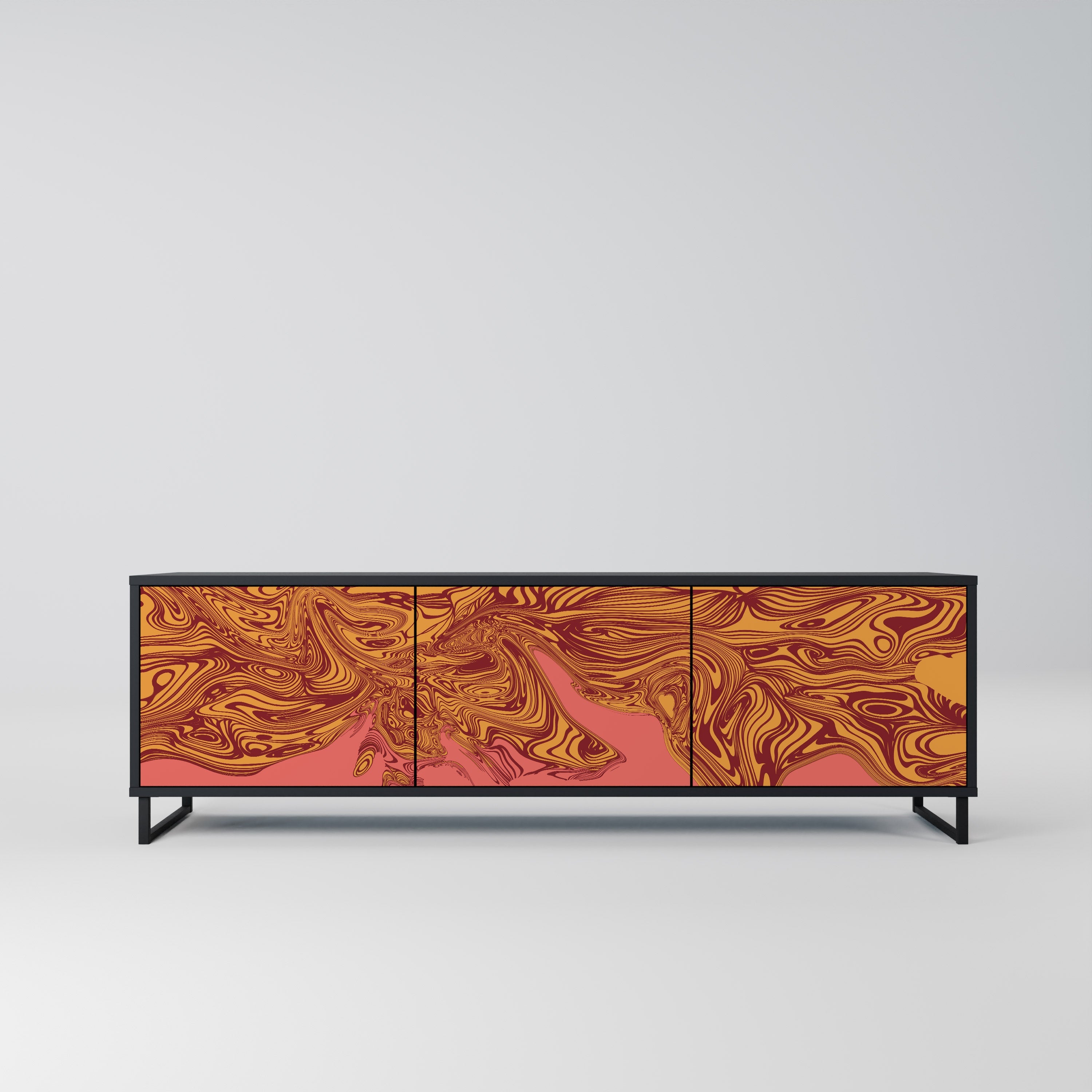 Meuble TV 3 portes FLOATING THOUGHTS, finition noire