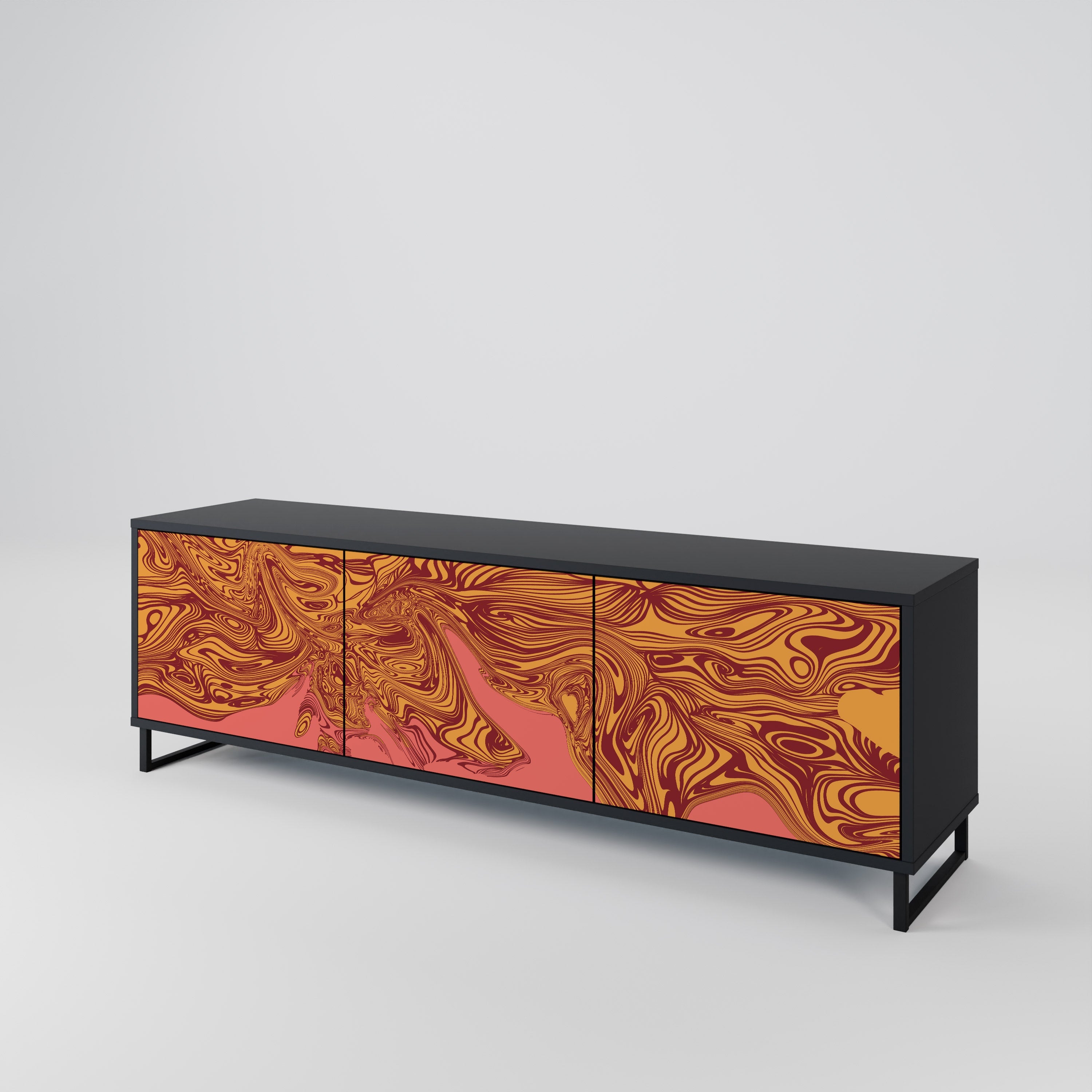 Meuble TV 3 portes FLOATING THOUGHTS, finition noire