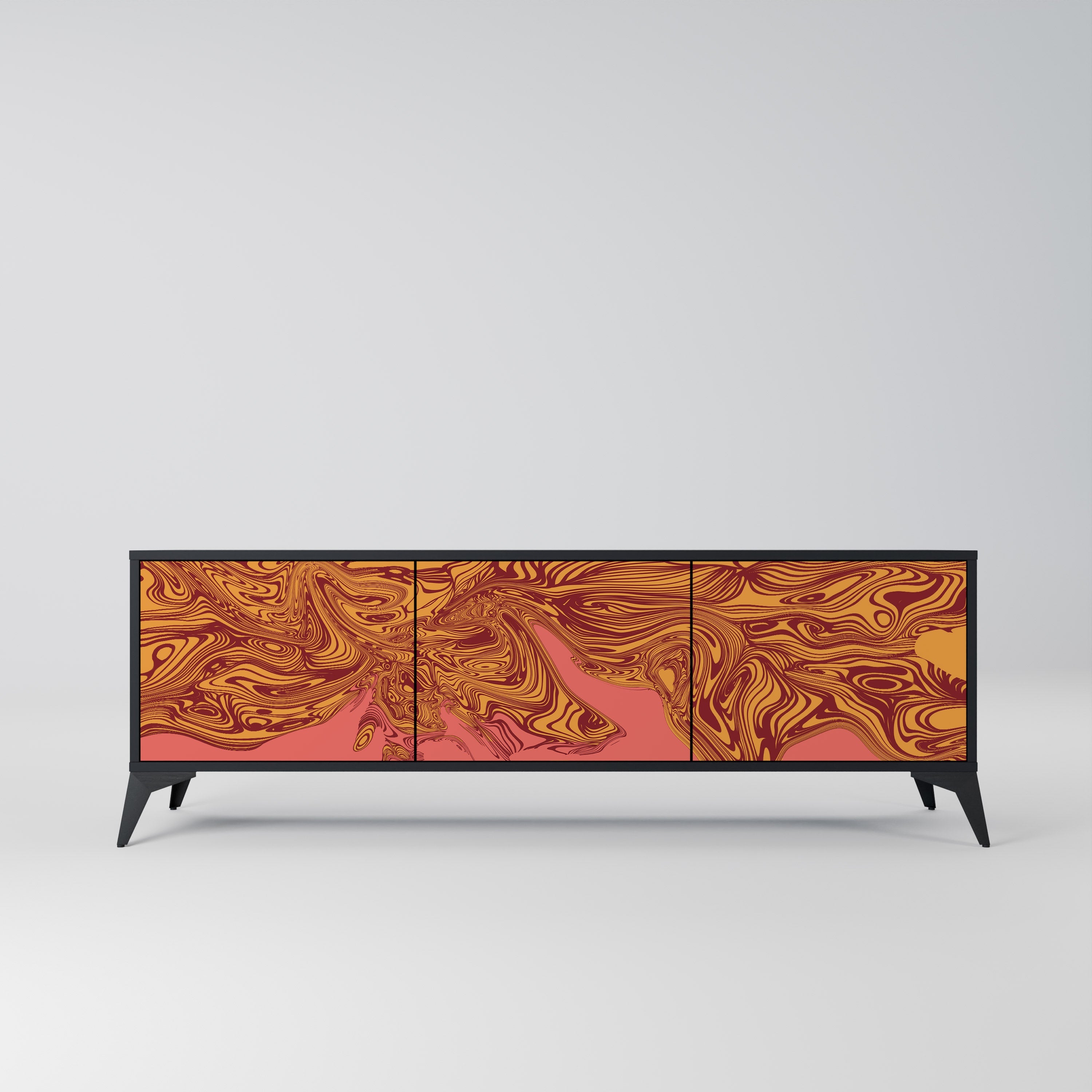 Meuble TV 3 portes FLOATING THOUGHTS, finition noire