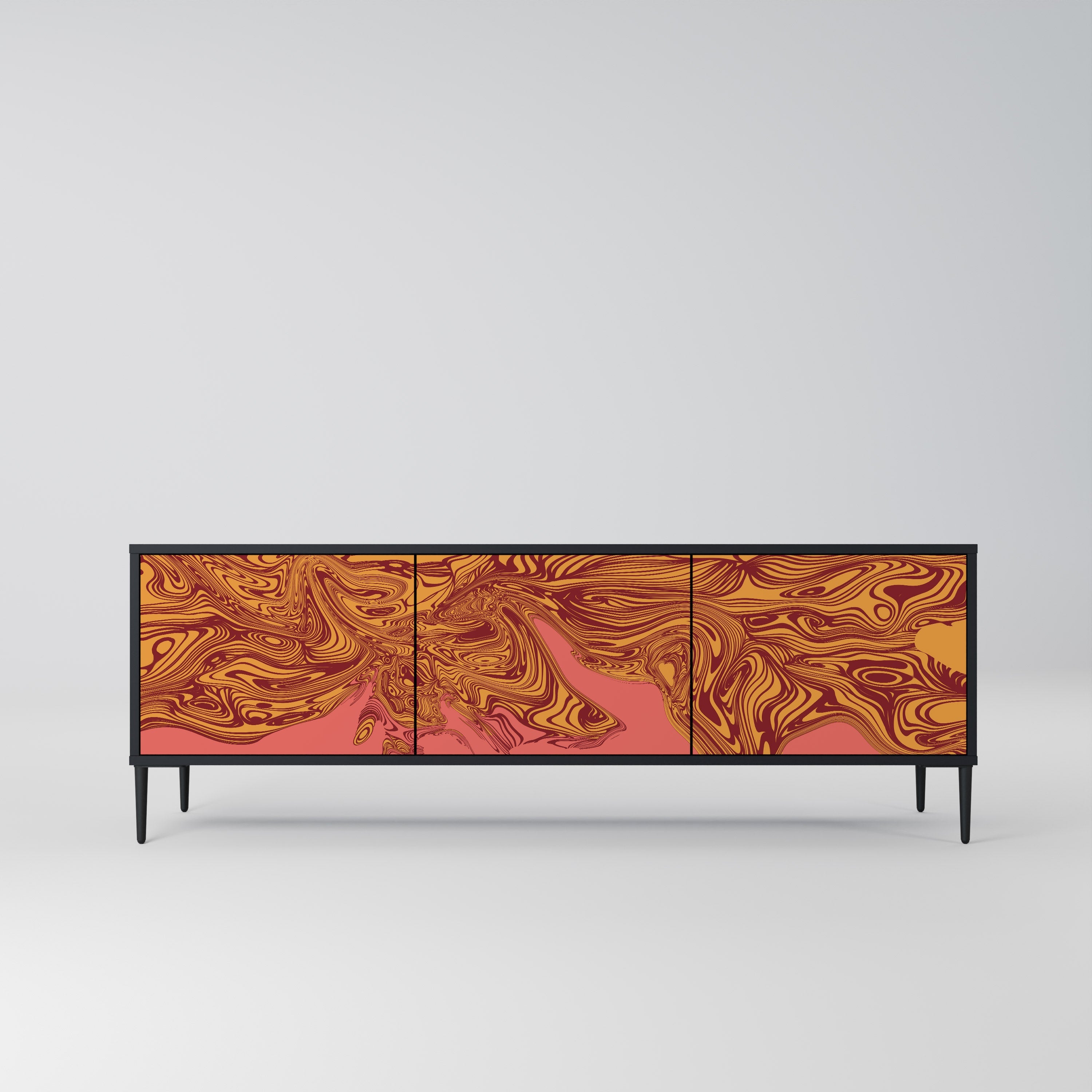 Meuble TV 3 portes FLOATING THOUGHTS, finition noire