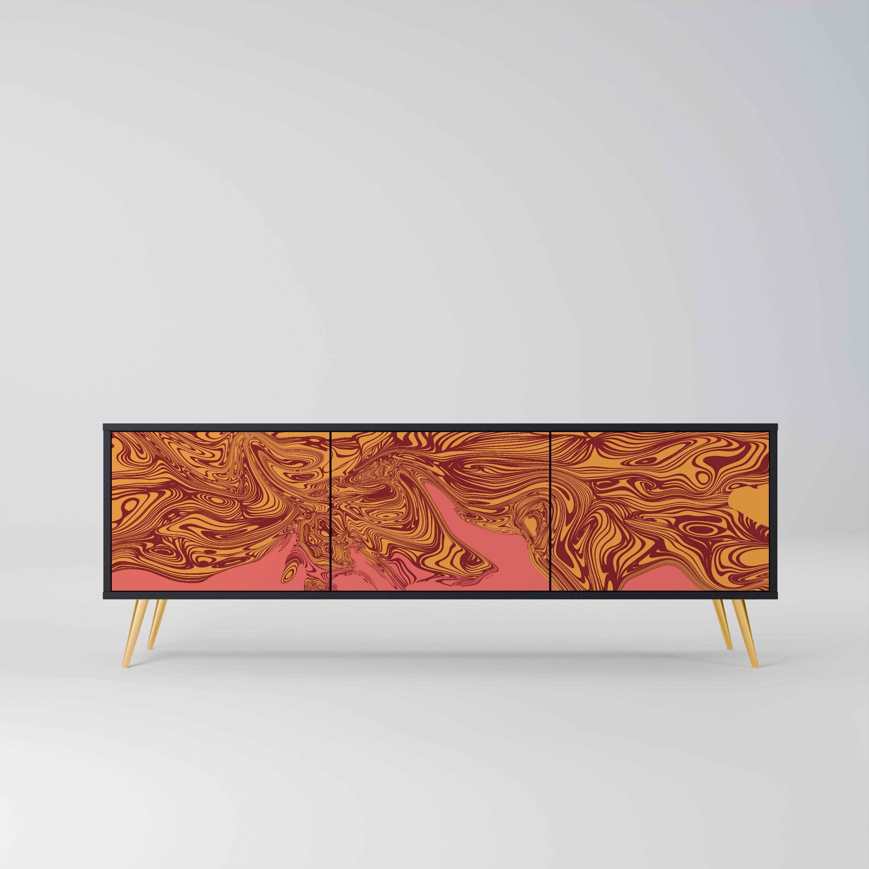 Meuble TV 3 portes FLOATING THOUGHTS, finition noire