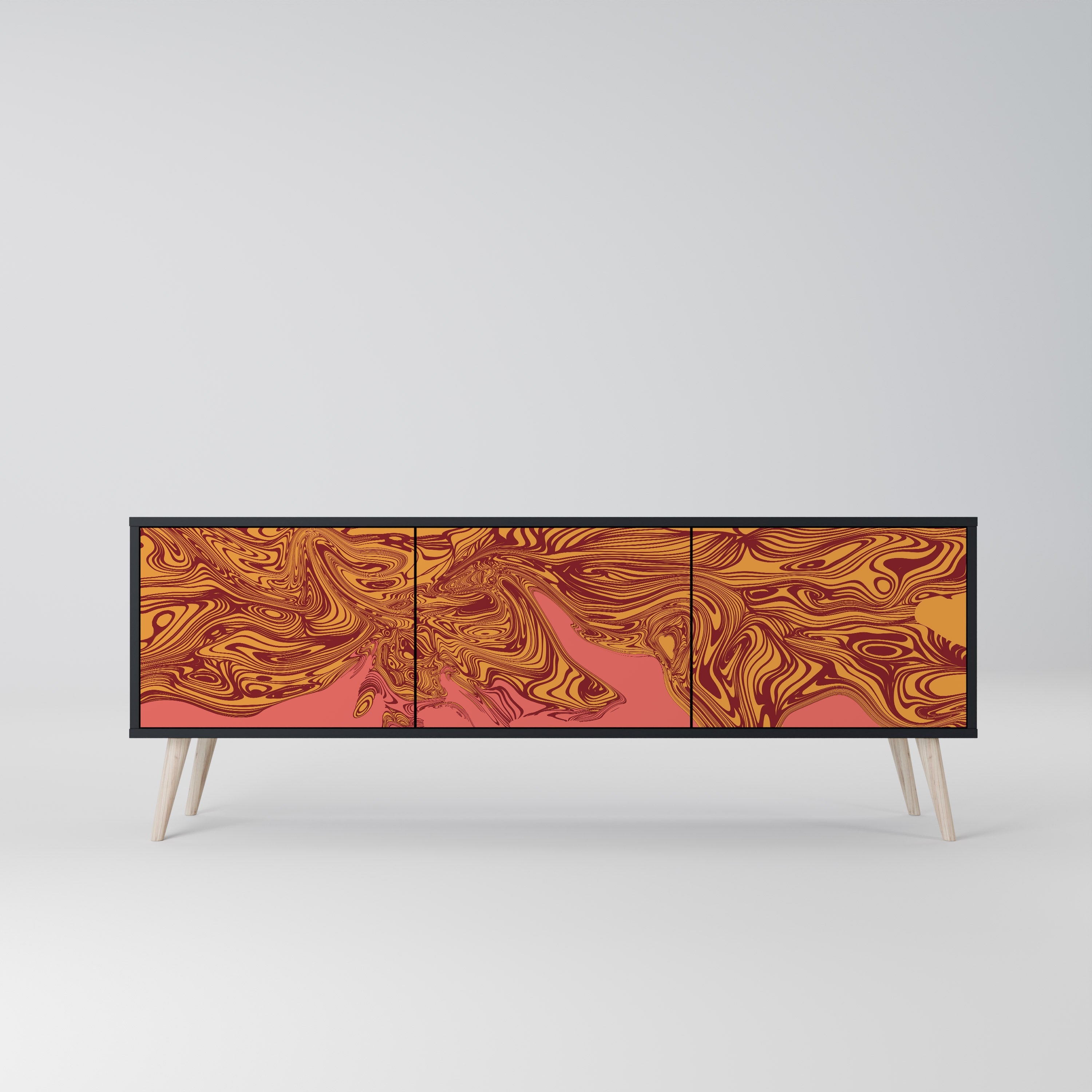 Meuble TV 3 portes FLOATING THOUGHTS, finition noire