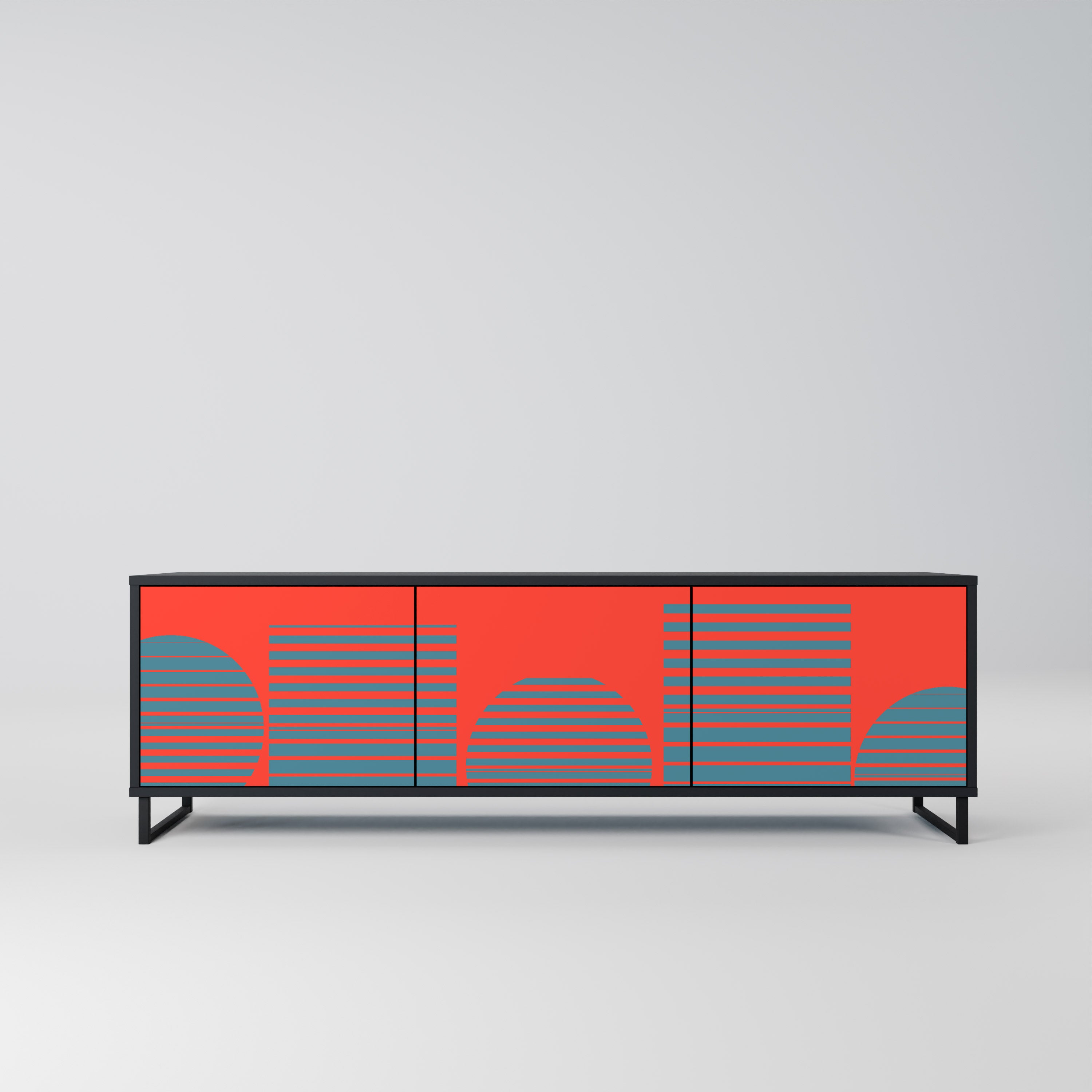 Meuble TV 3 portes RISING GEOMETRY STARS finition noire