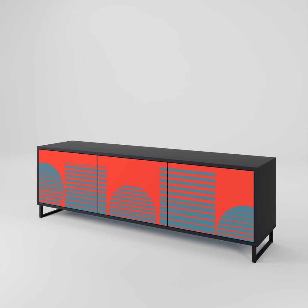 Meuble TV 3 portes RISING GEOMETRY STARS finition noire