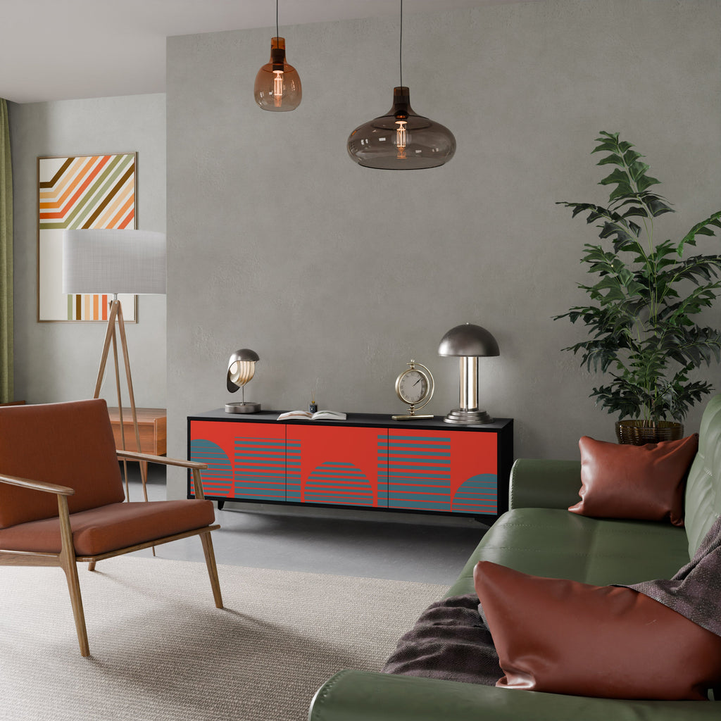 Meuble TV 3 portes RISING GEOMETRY STARS finition noire