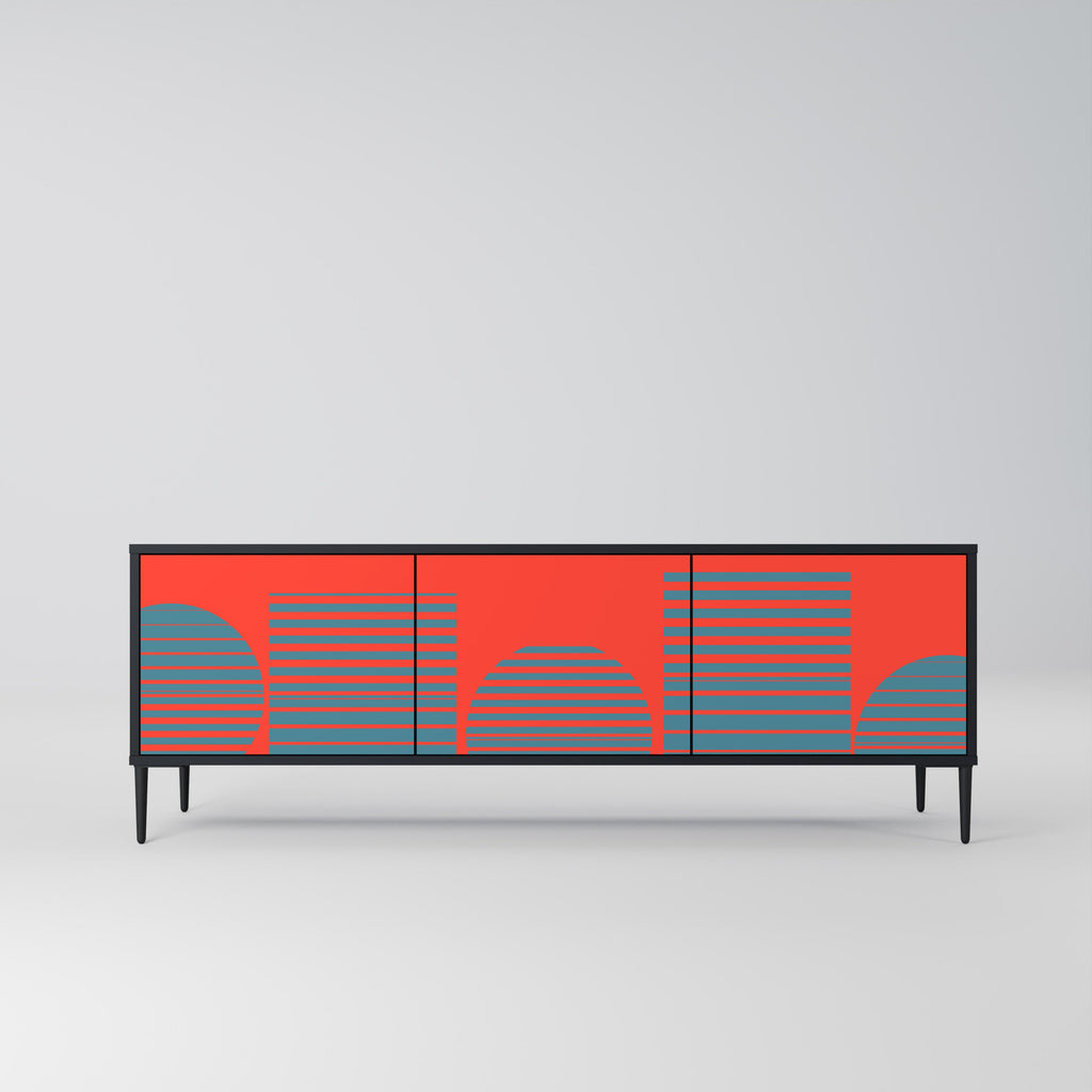 Meuble TV 3 portes RISING GEOMETRY STARS finition noire