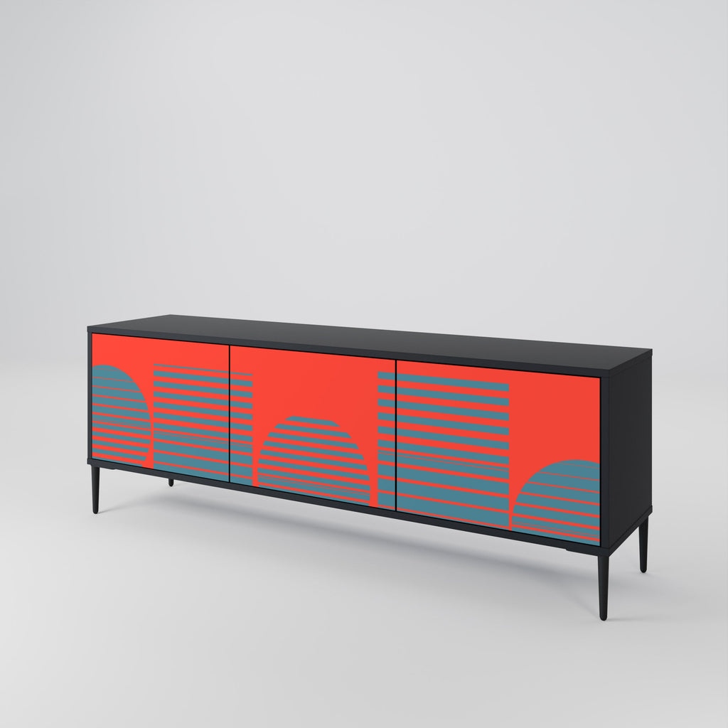 Meuble TV 3 portes RISING GEOMETRY STARS finition noire