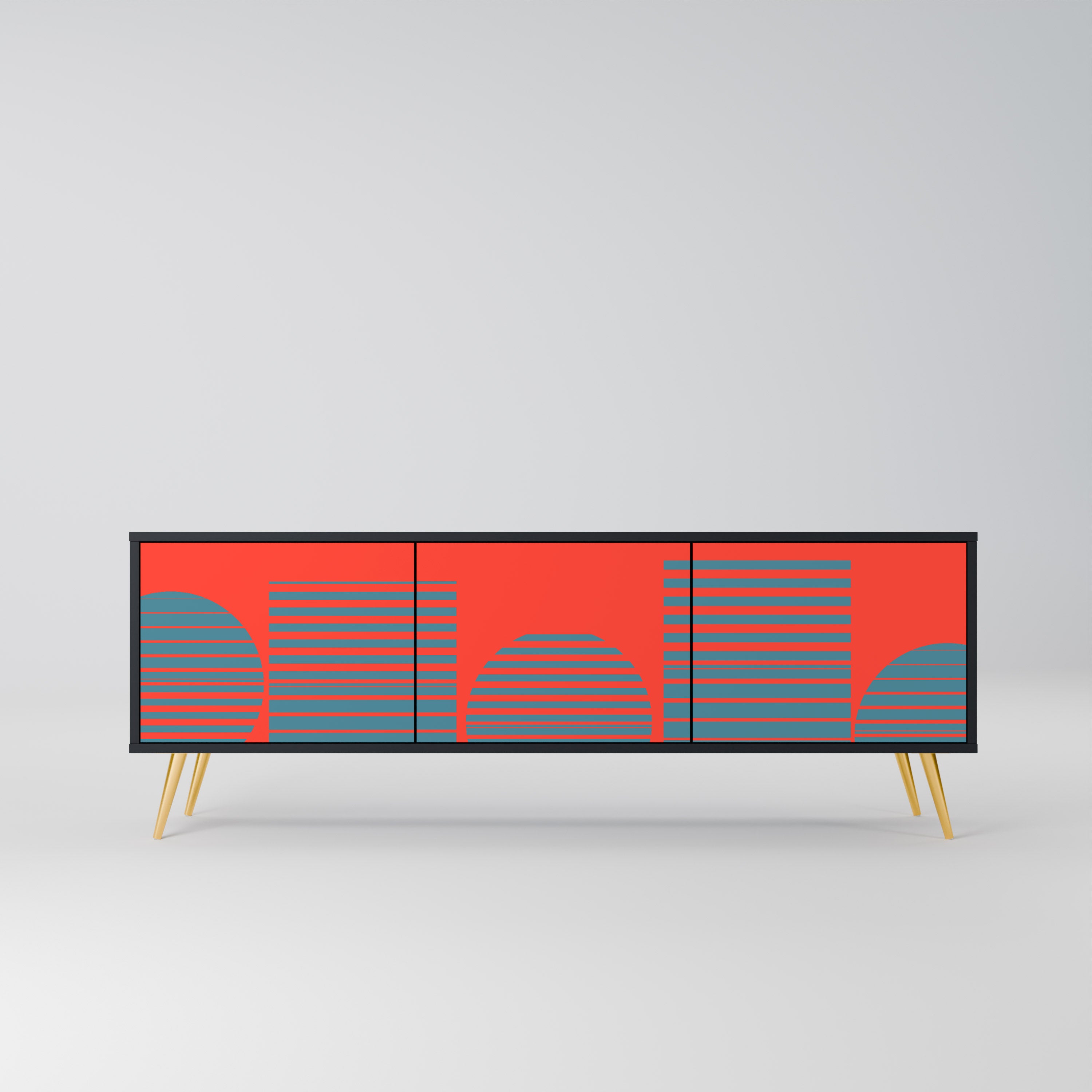 Meuble TV 3 portes RISING GEOMETRY STARS finition noire