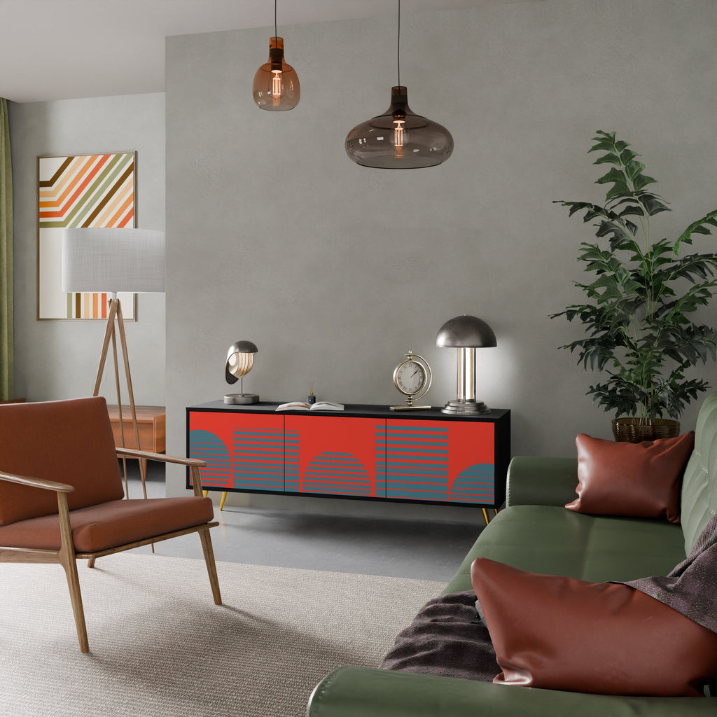 Meuble TV 3 portes RISING GEOMETRY STARS finition noire