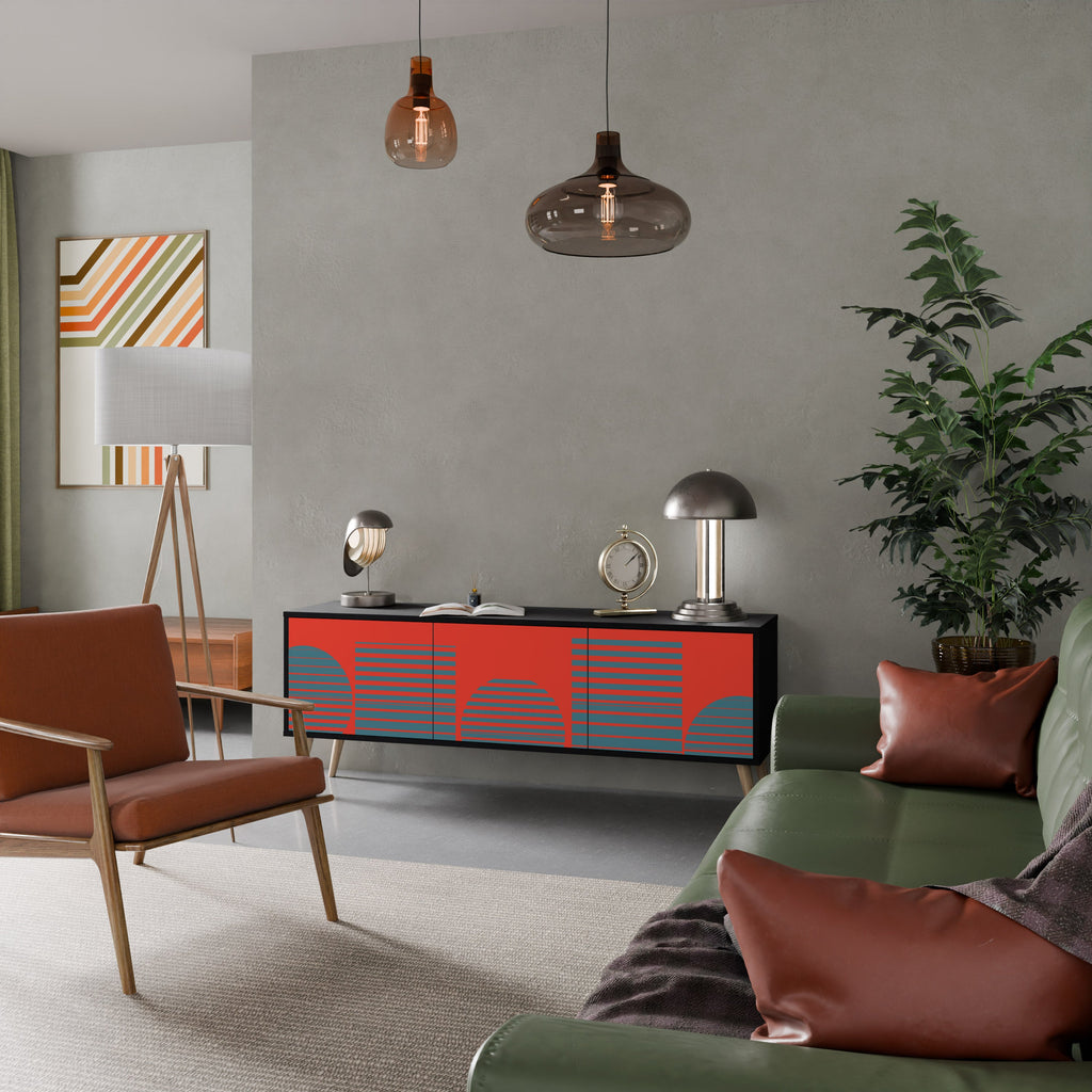 Meuble TV 3 portes RISING GEOMETRY STARS finition noire