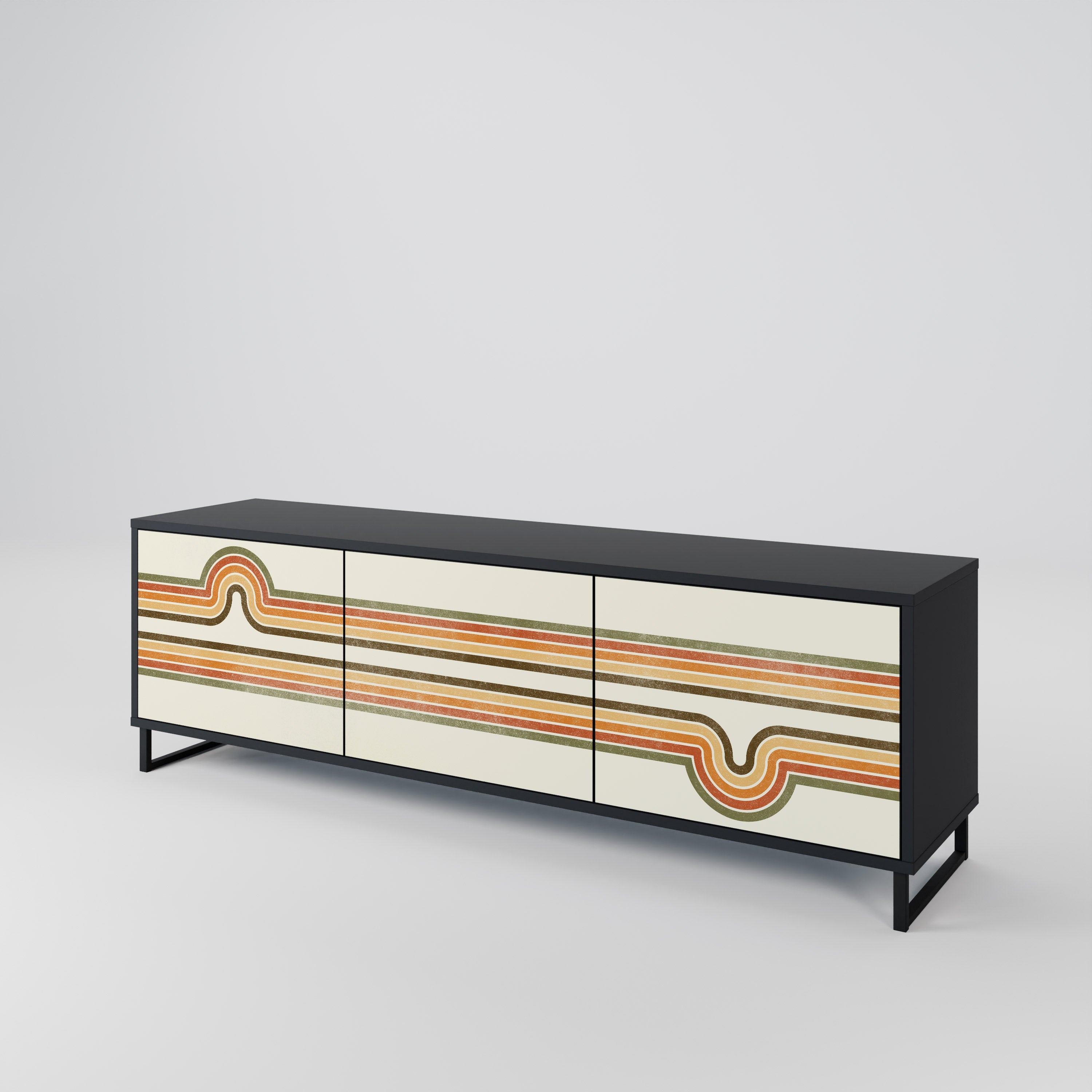 Meuble TV 3 portes EXCEPTIONNEL STREAM en finition noire