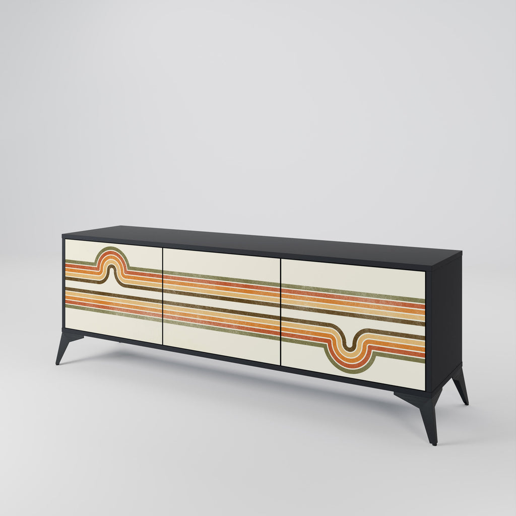 Meuble TV 3 portes EXCEPTIONNEL STREAM en finition noire