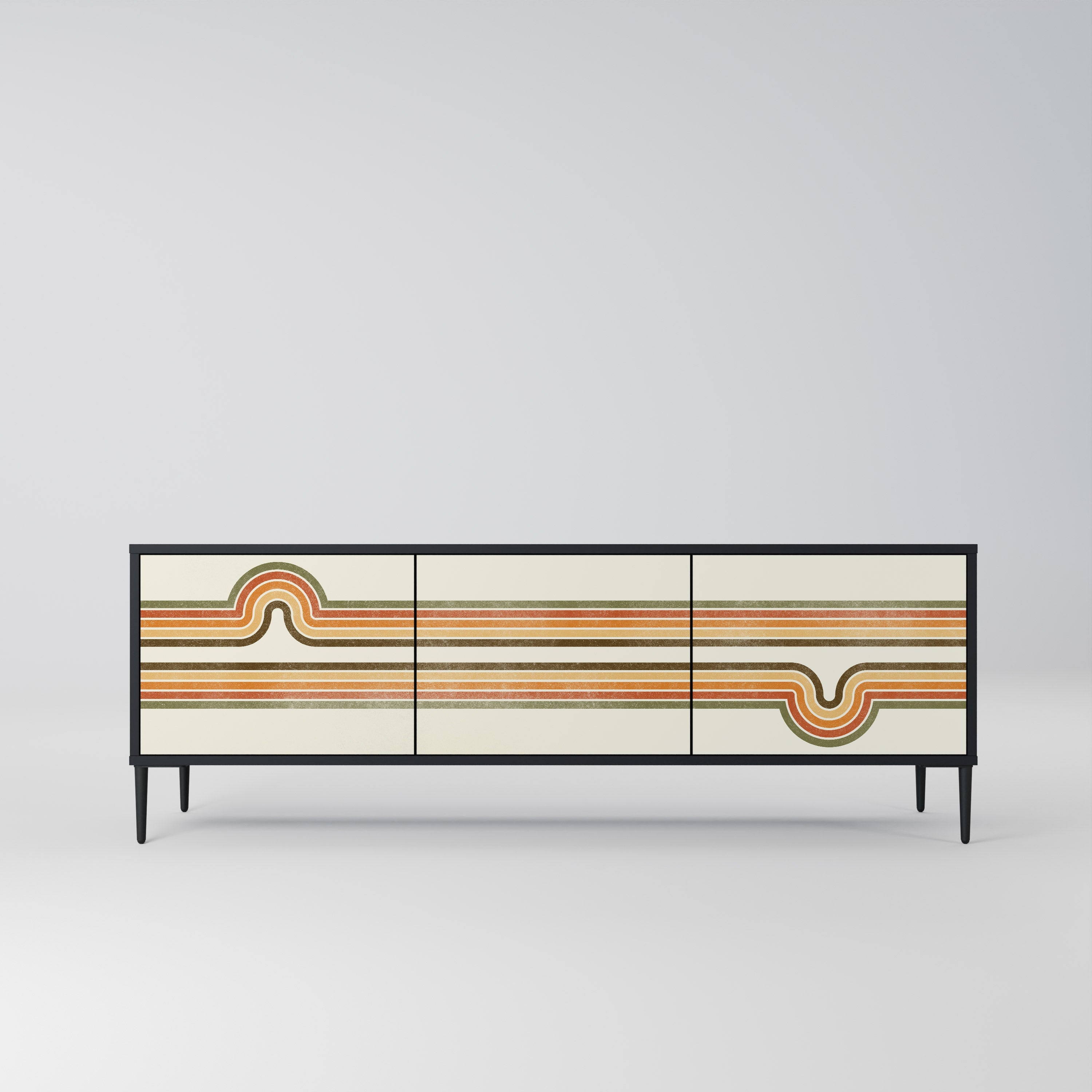 Meuble TV 3 portes EXCEPTIONNEL STREAM en finition noire