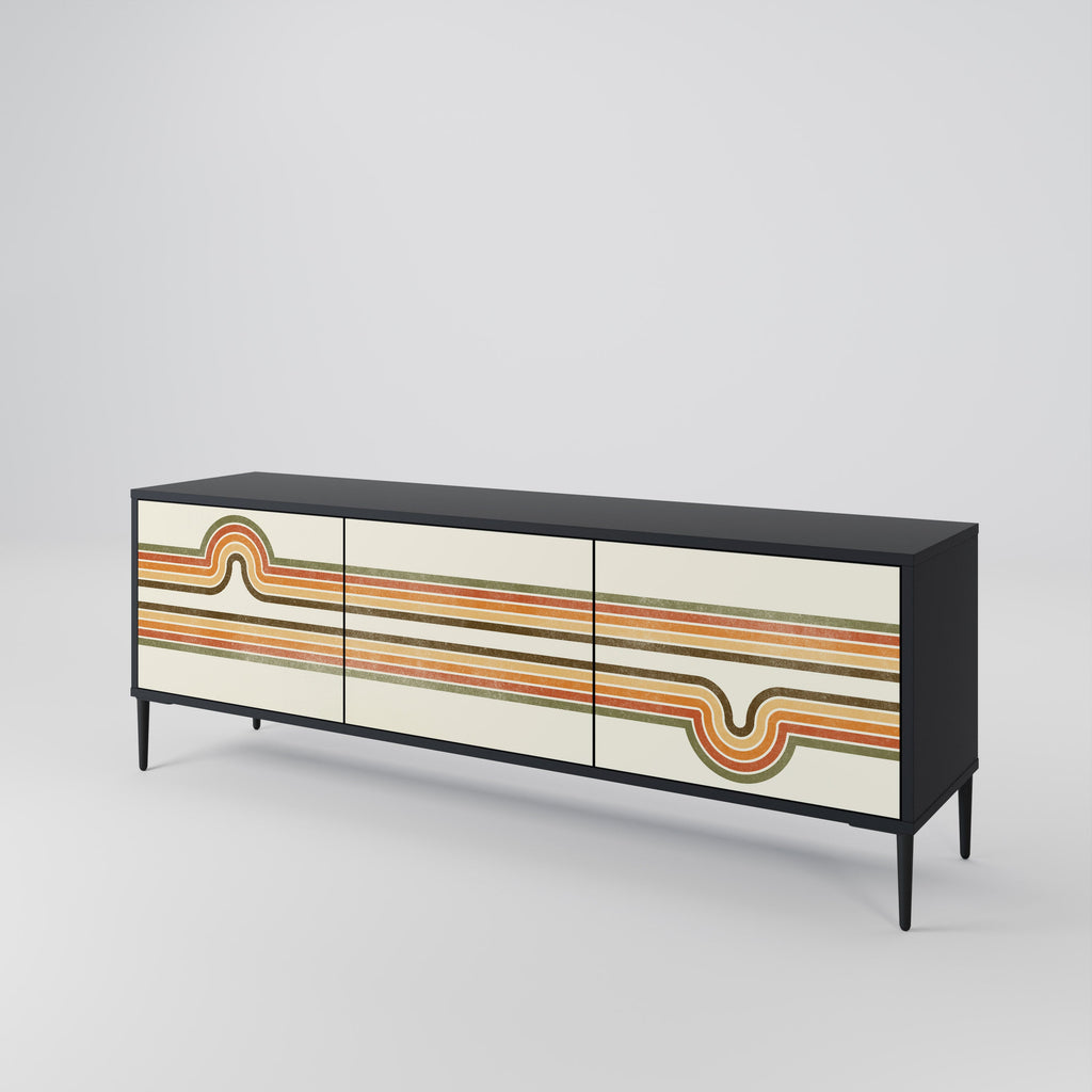 Meuble TV 3 portes EXCEPTIONNEL STREAM en finition noire